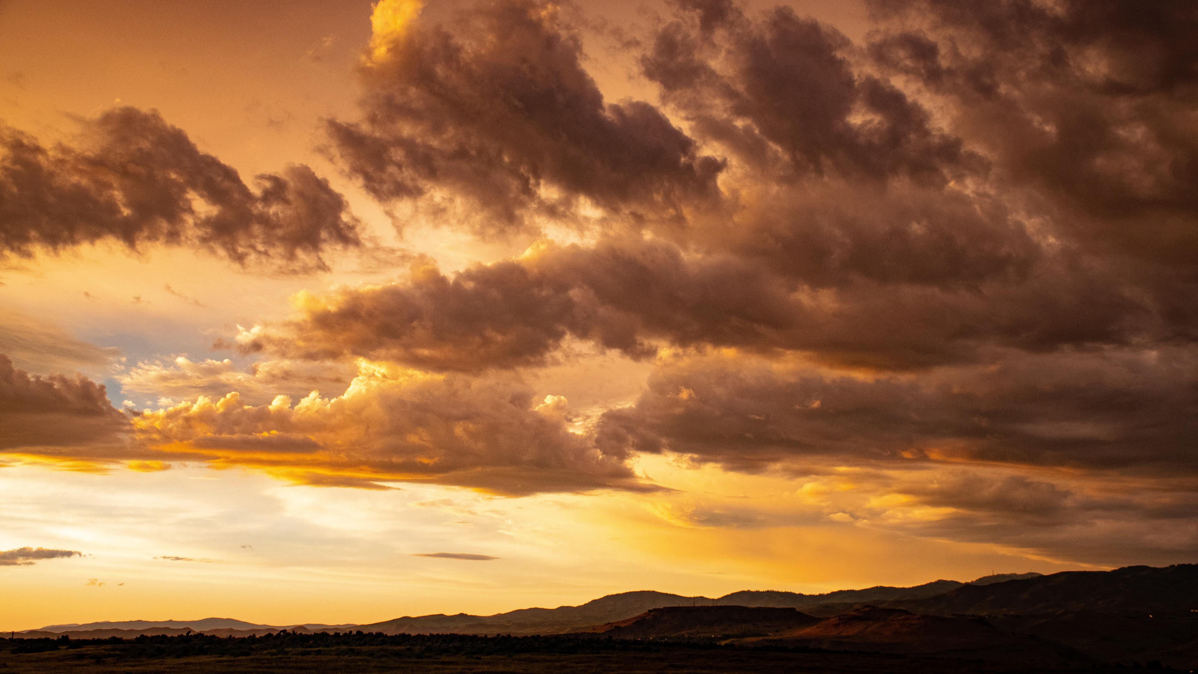 3840x2160 Wallpaper 4k Orange Sunset Clouds In Sky 5k Wallpaper