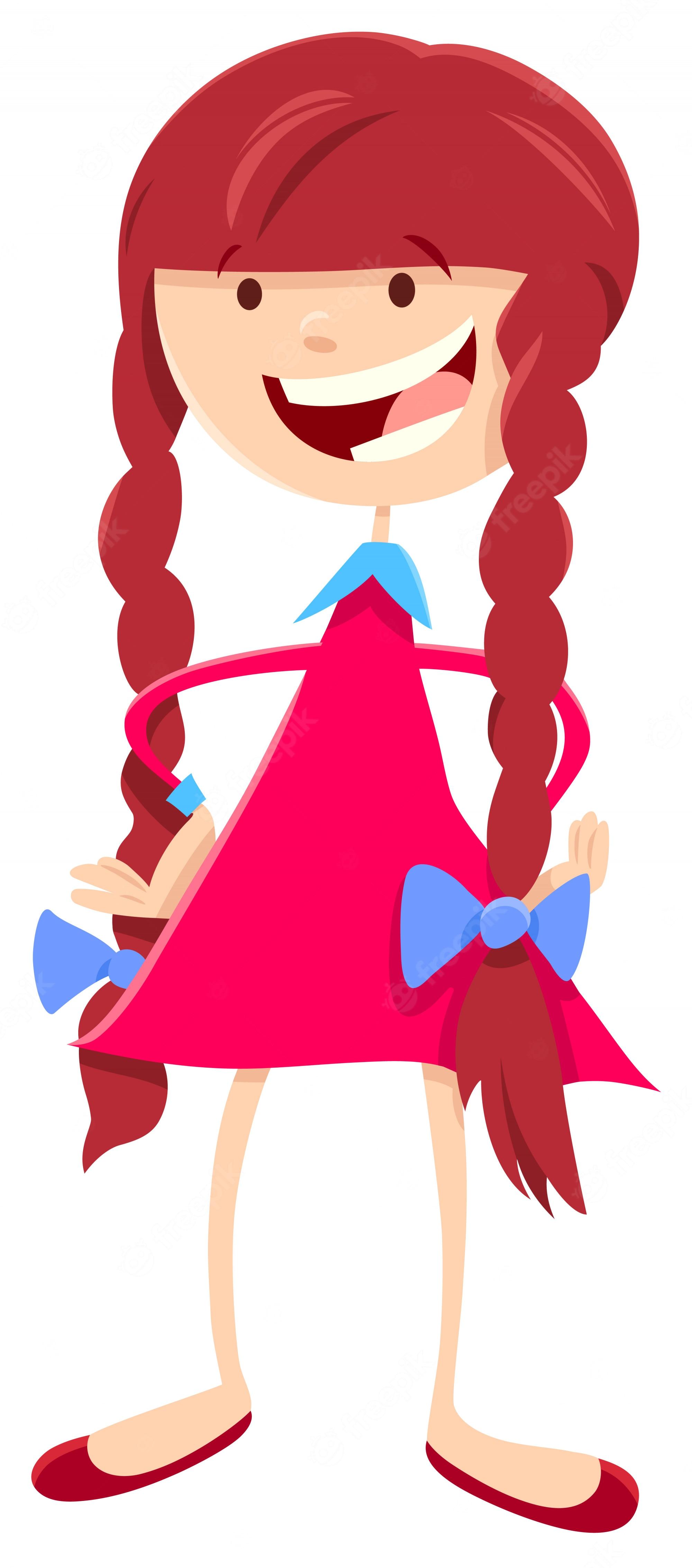 2000x4534 Premium Vector. Cartoon illustration of funny girl character