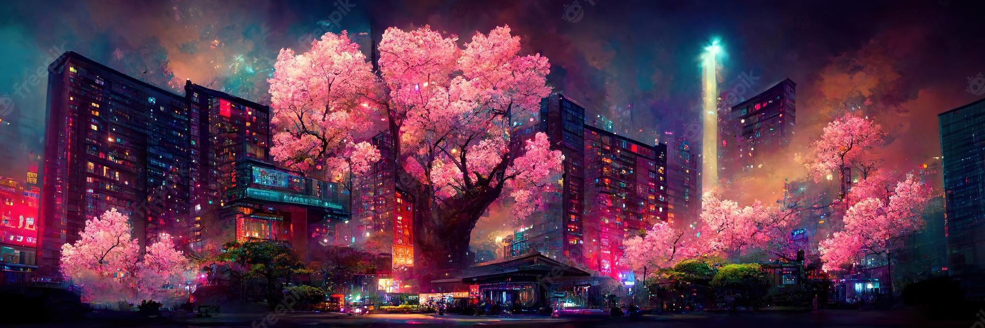 2000x667 Anime City Picture