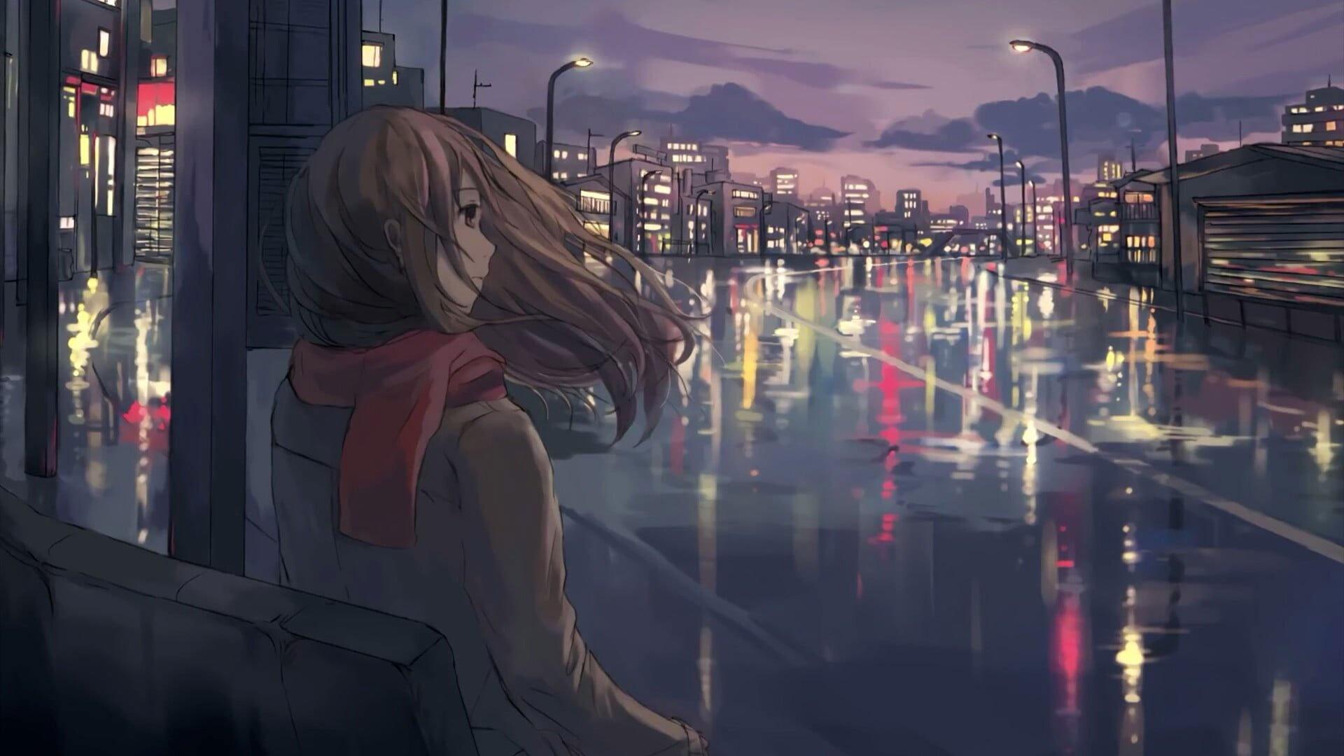 1920x1080 Loneliness Anime City Wallpaper