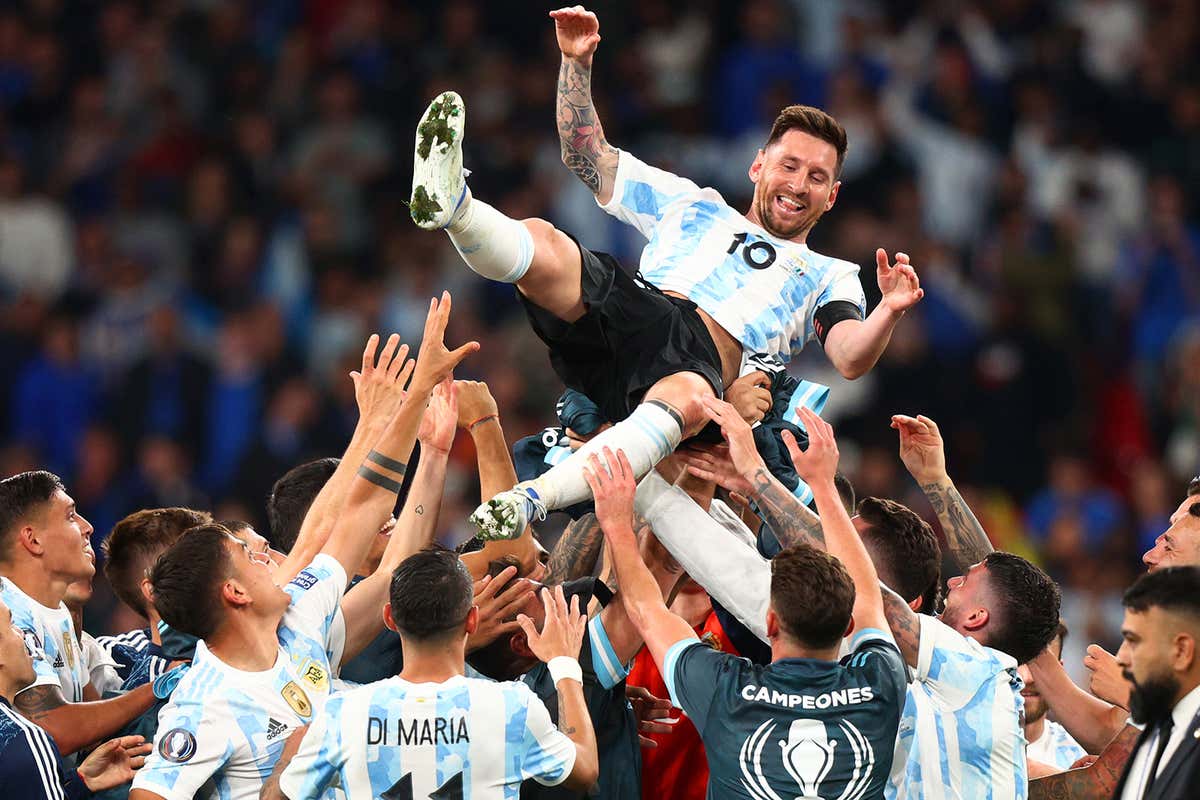 1200x800 Messi stars in Argentina victory over Italy in La Finalissima as South American champions defeat European rivals. Goal.com English Bahrain
