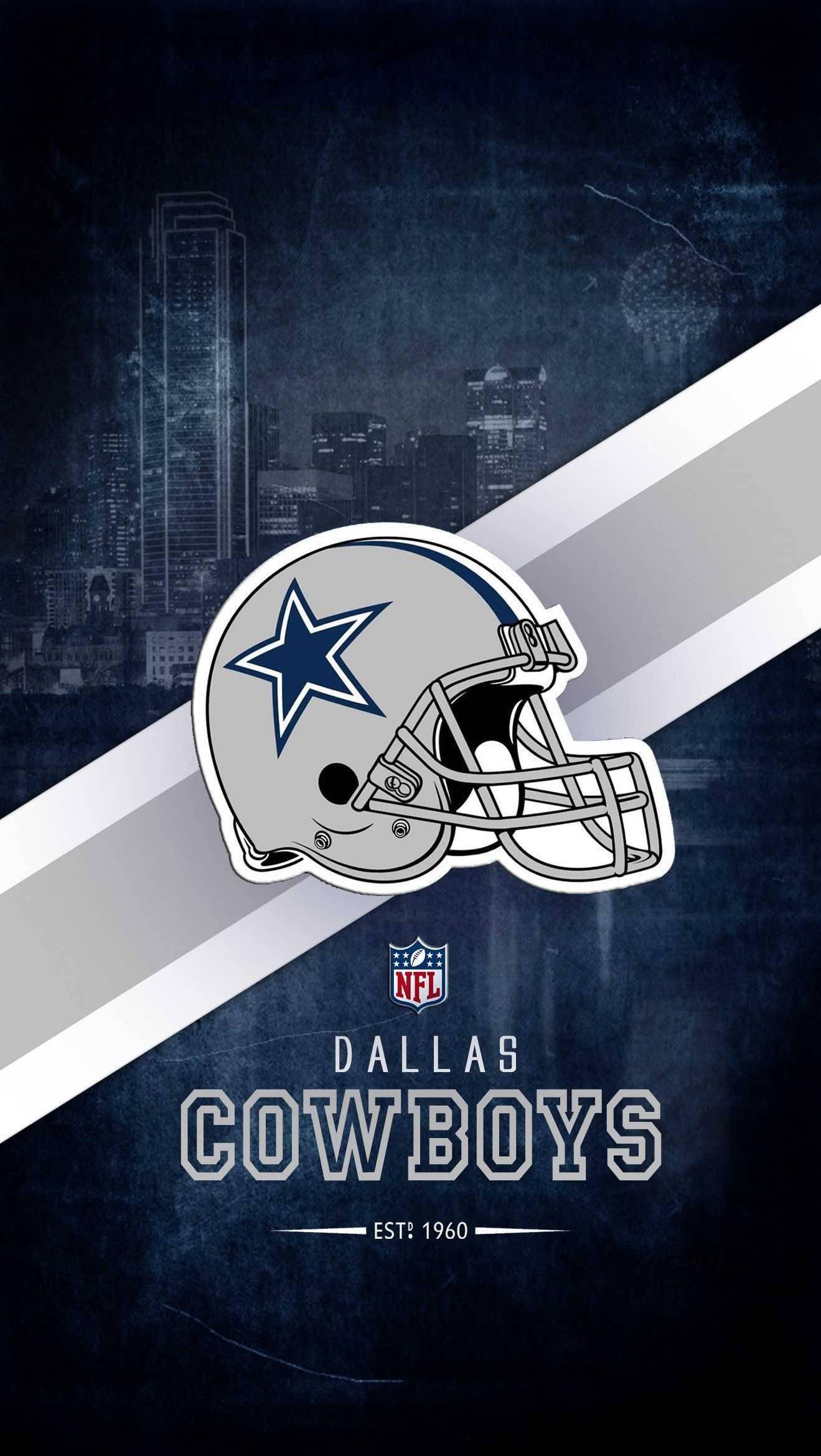 1319x2340 Download Dallas Cowboys Logo With Diagonal Strip Wallpaper
