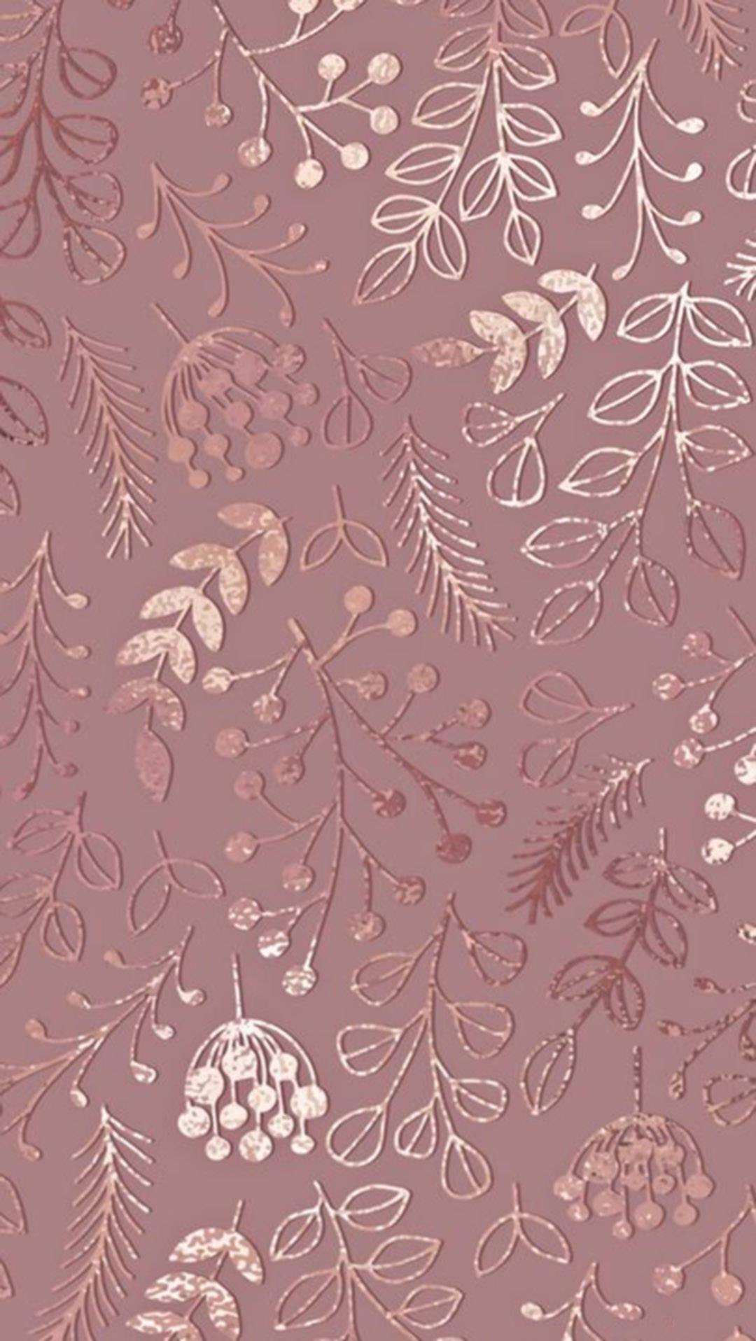 1080x1916 Download Floral Pattern Rose Gold iPhone Wallpaper