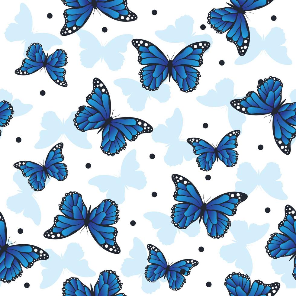 980x980 seamless pattern blue butterfly with black circle ornament, pattern art butterfly for wallpaper