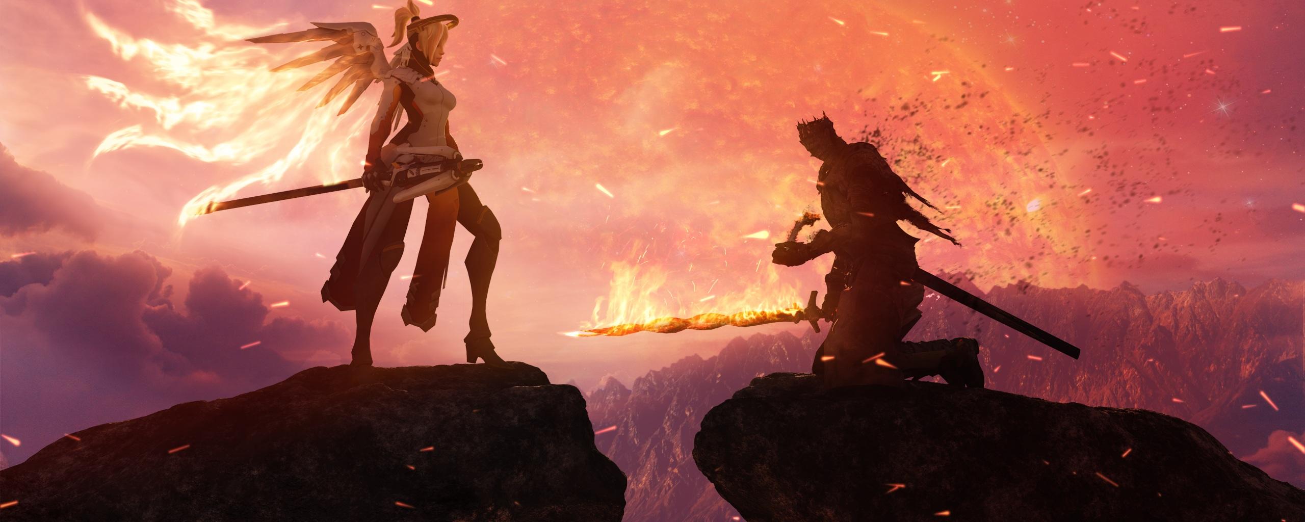 2560x1024 Wallpaper 4k Overwatch x Dark Souls 4K Wallpaper