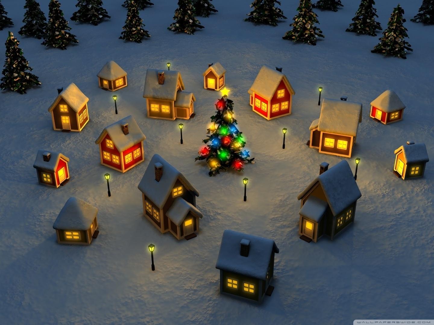 1440x1080 Christmas Village Ultra HD Desktop Background Wallpaper for 4K UHD TV : Tablet