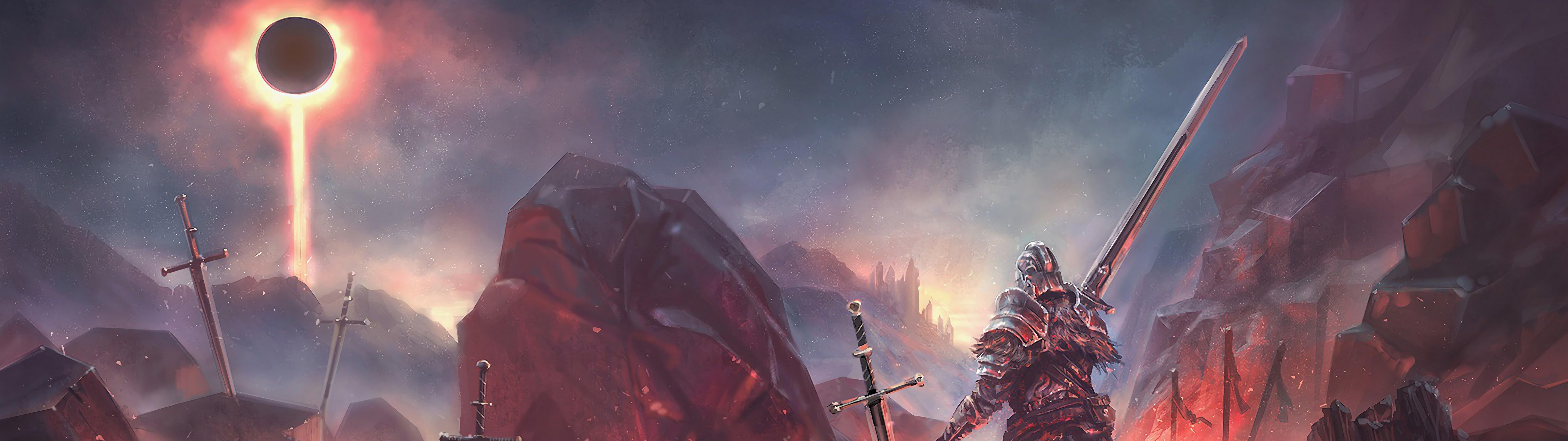 7680x2160 Dark Souls Knight 4K Wallpaper