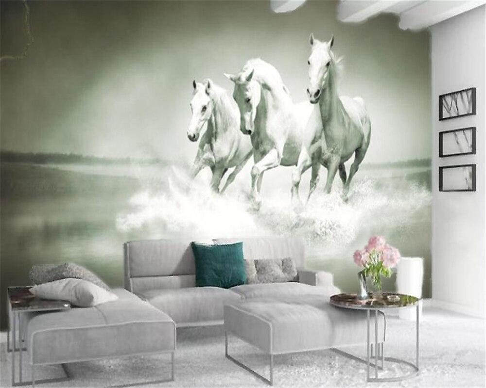 1000x800 Custom Photo 3D Wallpaper Three White Horses Running Room Living Room Bedroom Tv Background Wall Wallpaper