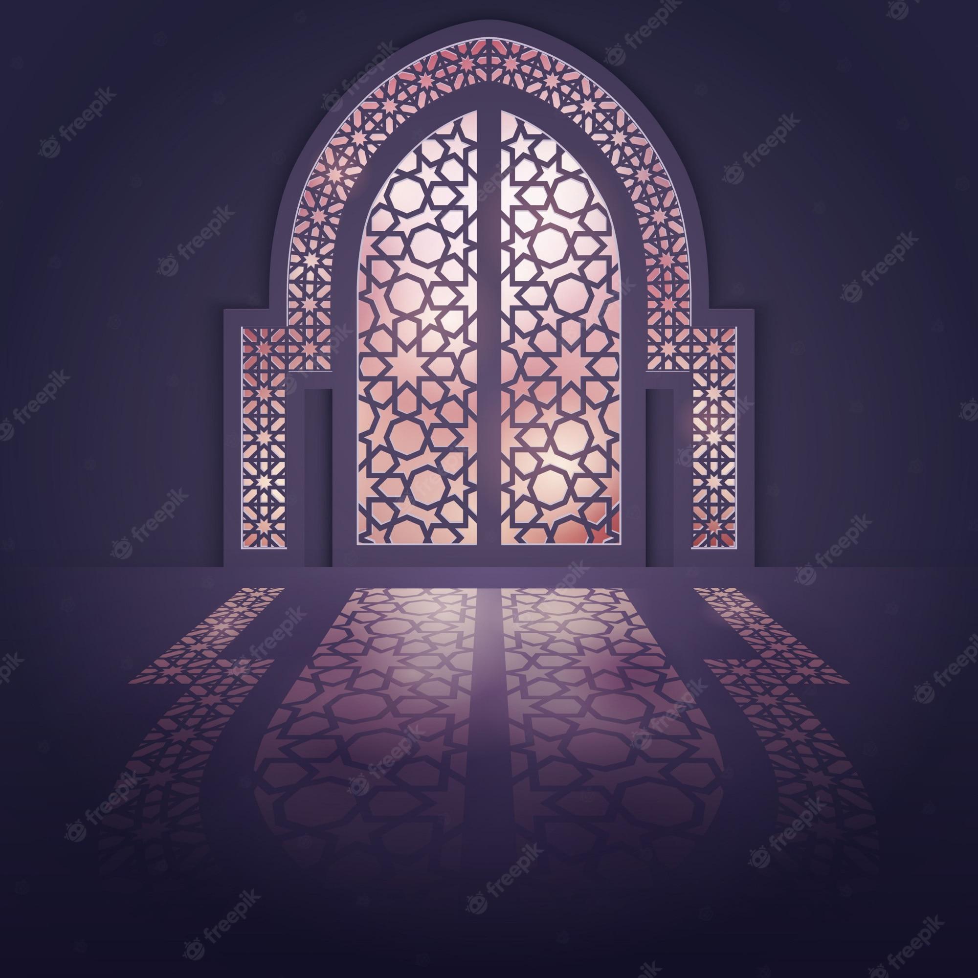 2000x2000 Premium Vector. Islamic design background mosque door background