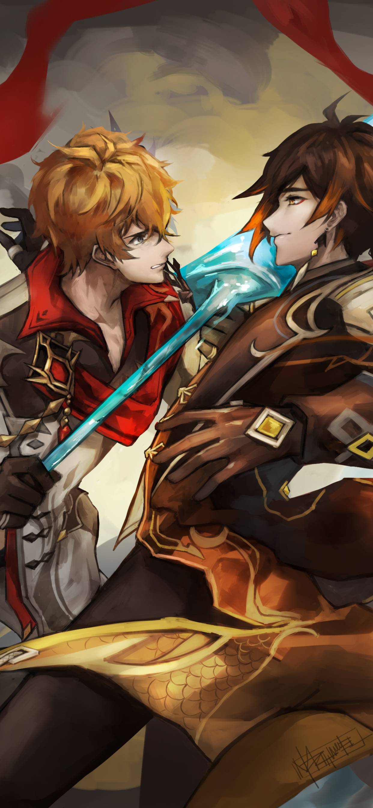 1242x2688 Childe vs Zhongli Genshin Impact iPhone XS MAX Wallpaper, HD Games 4K Wallpaper, Image, Photo and Background