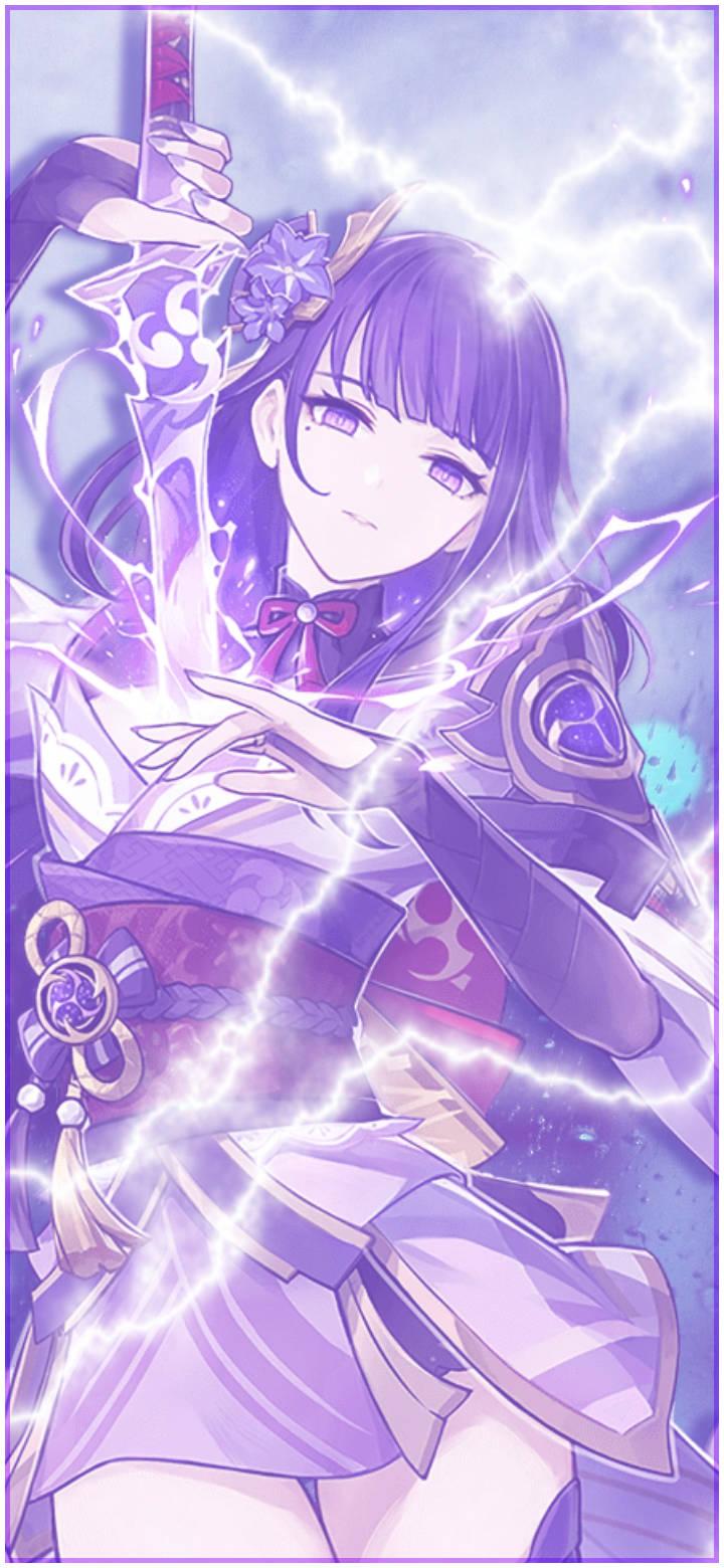 720x1560 Download Genshin Impact Purple Raiden Shogun Wallpaper