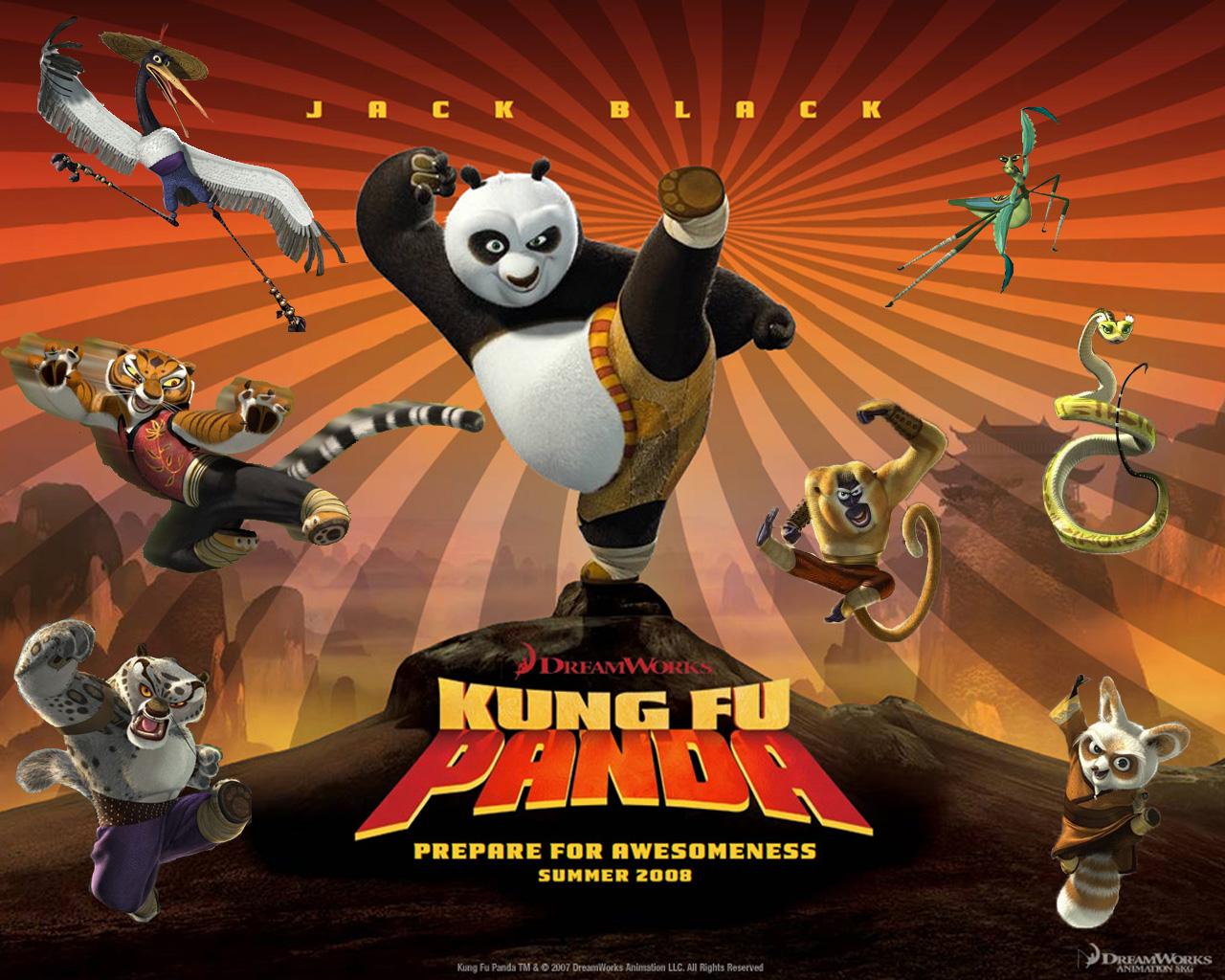 1280x1024 Po and Cast from Kung Fu Panda Movie Desktop Wallpaper