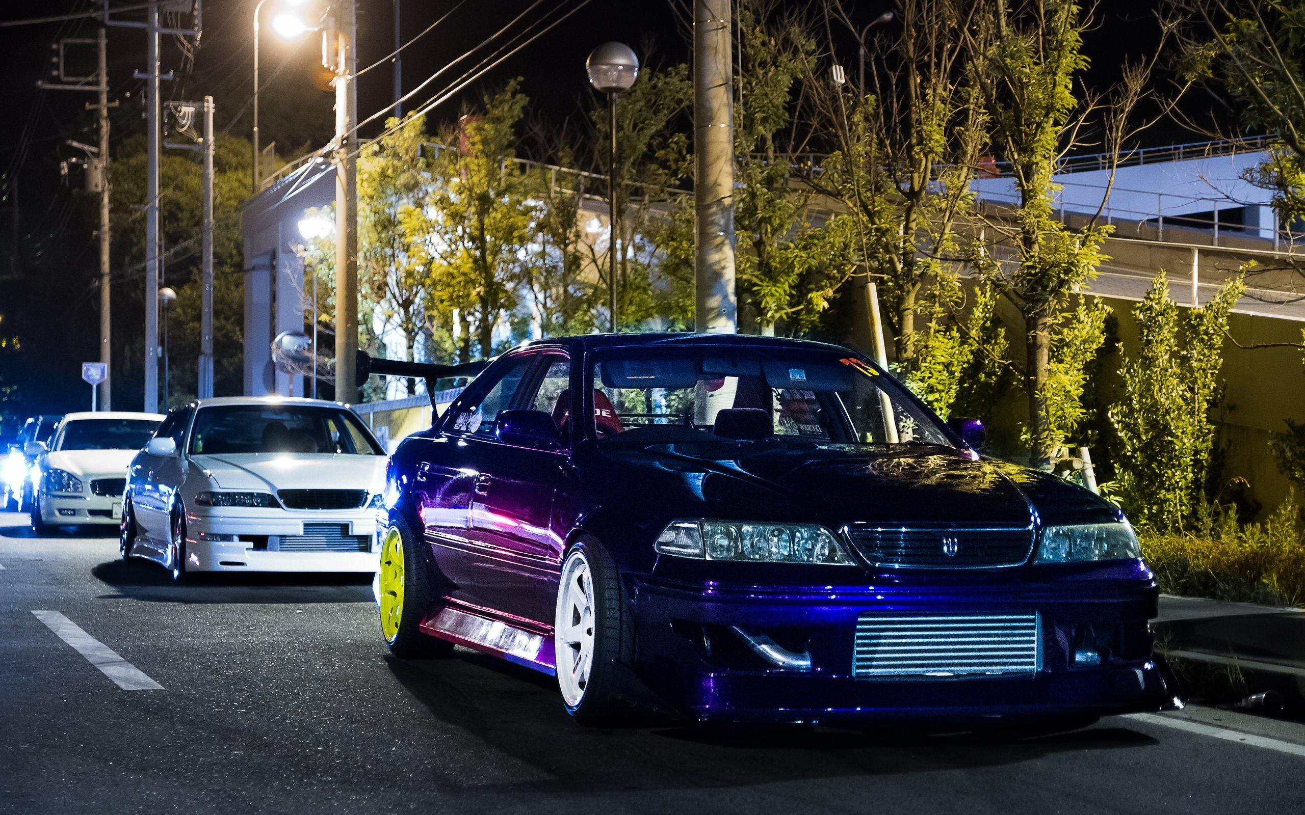 2560x1600 Download wallpaper Toyota Mark II, tuning, stance, night, blue mark Toyota for desktop with resolution 2560x1600. High Quality HD picture wallpaper
