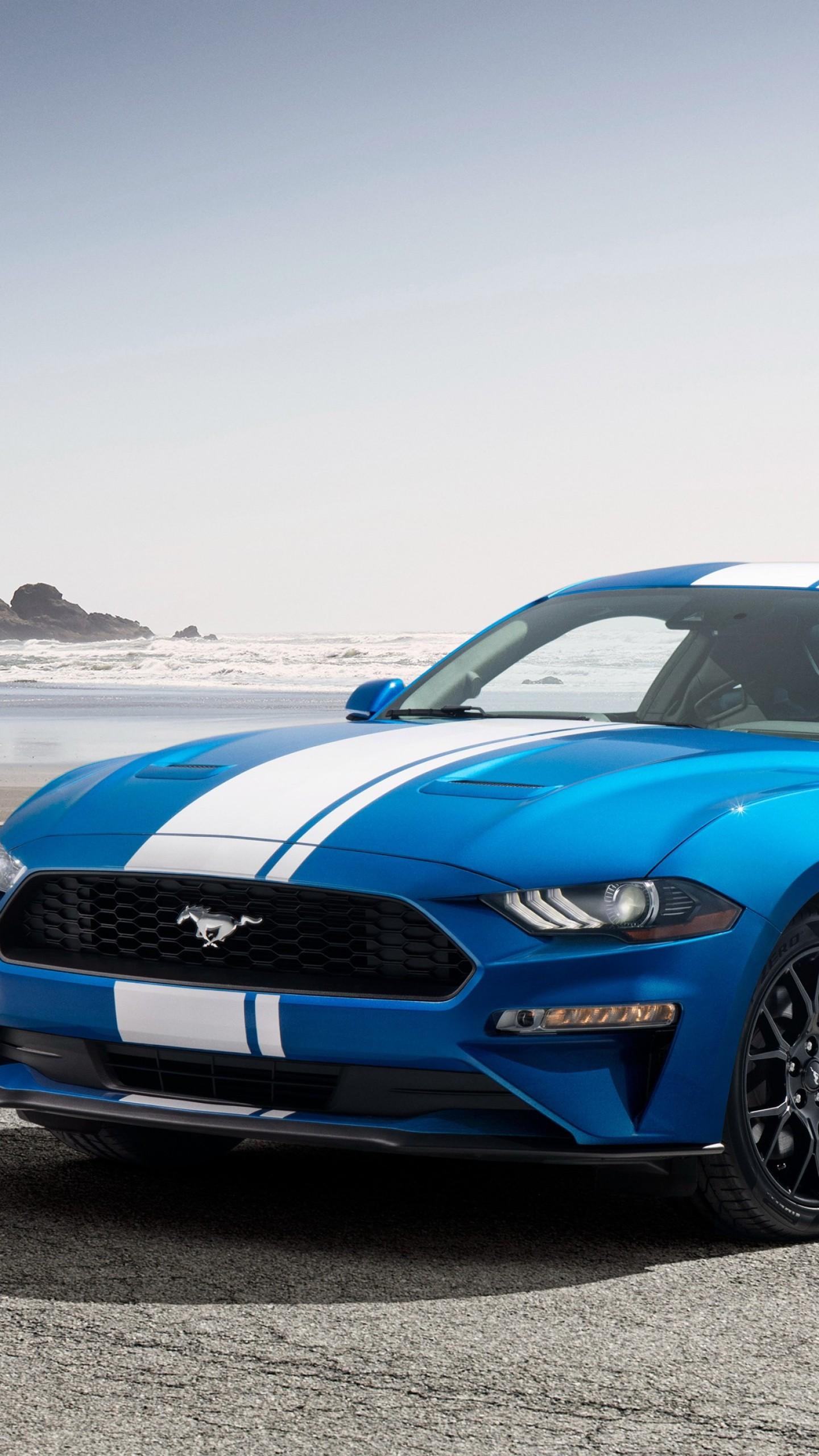 1440x2560 Wallpaper Ford Mustang, muscle car, blue, 2019 Cars, 4K, Cars & Bikes