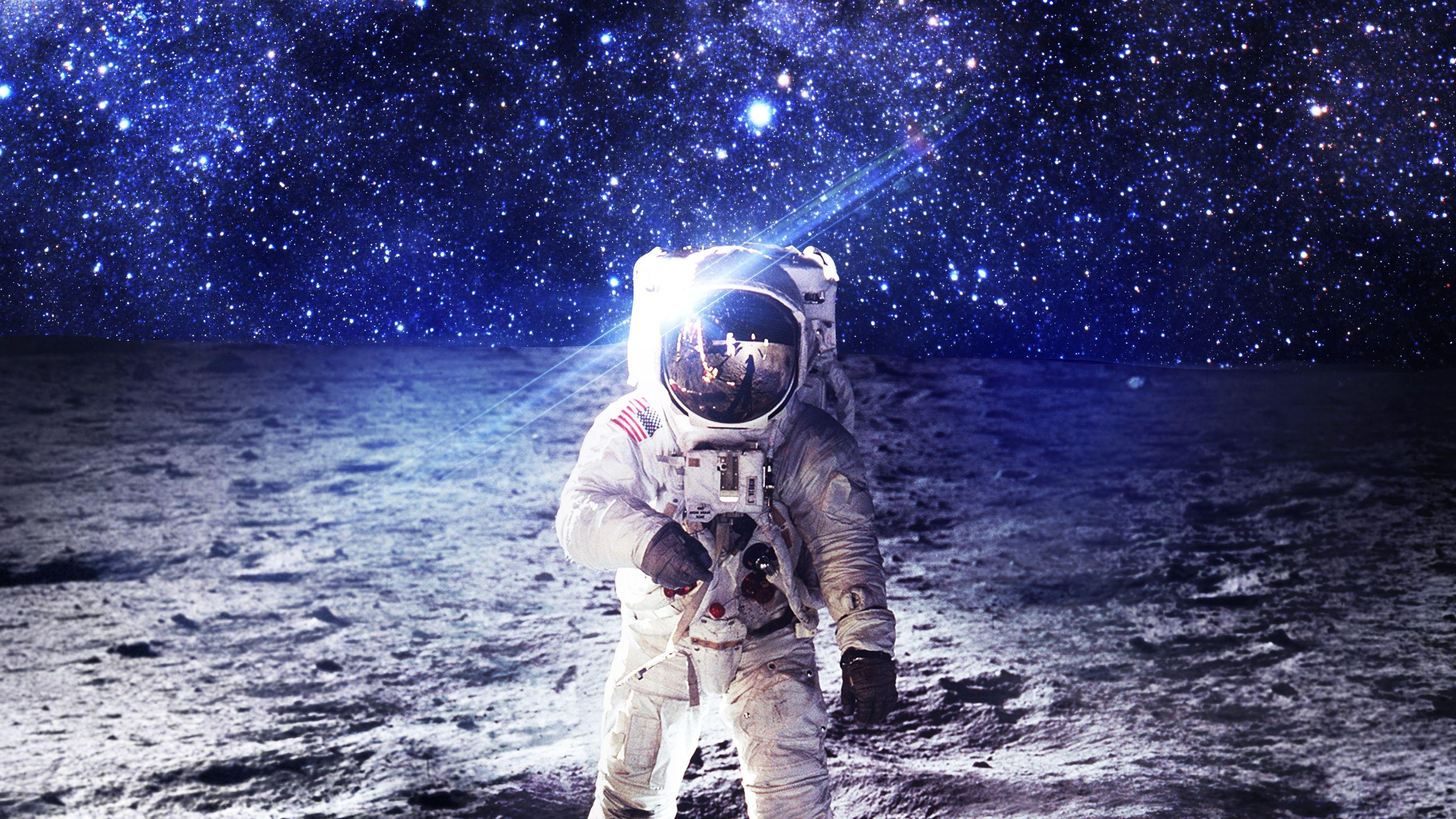 3840x2160 3840x2160px. free download. HD wallpaper: Spacesuit, Moon, Astronaut, 4K, NASA. Wallpaper Flar. Astronaut wallpaper, Astronaut artwork, Purple galaxy wallpaper