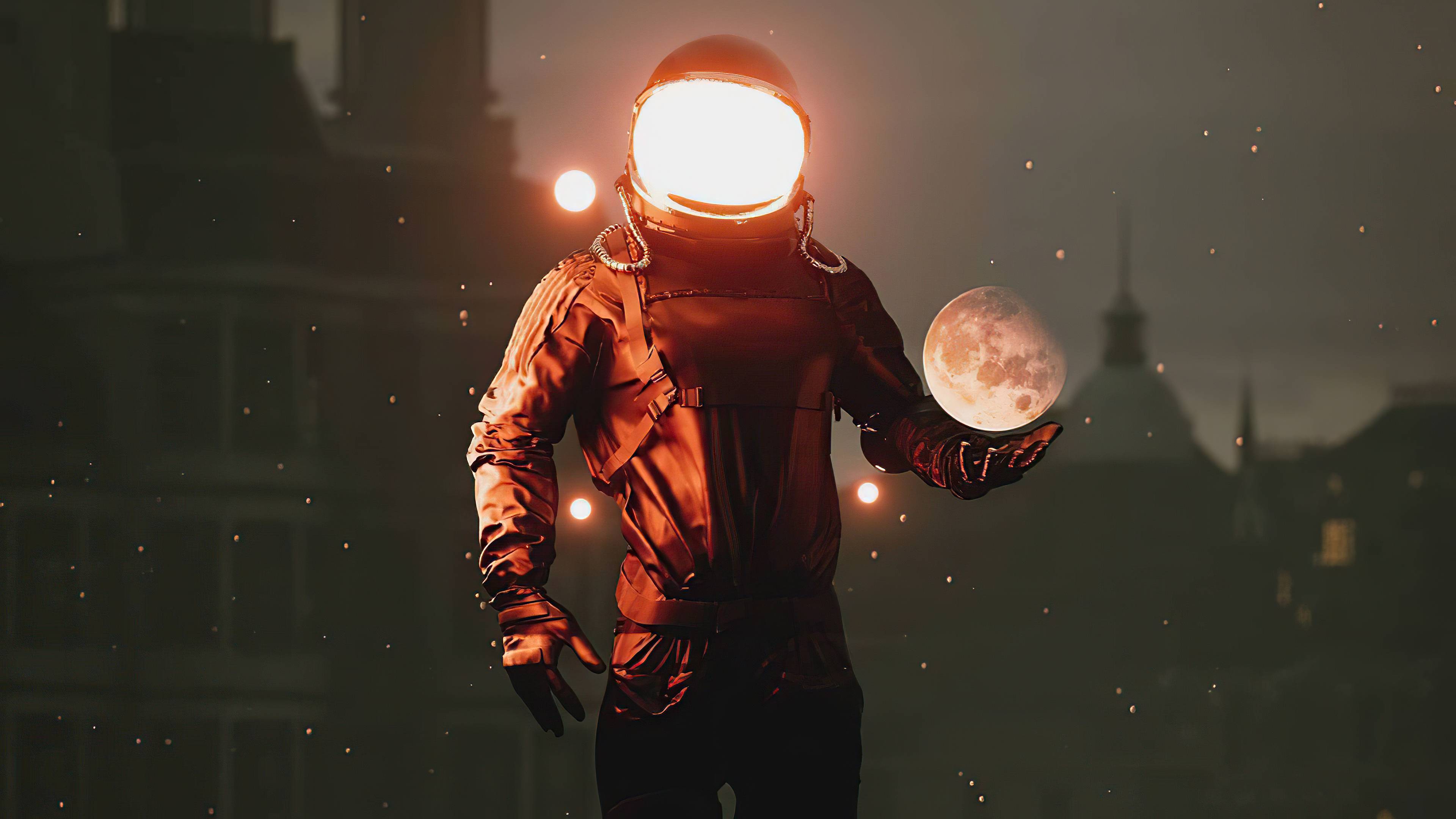 3840x2160 Astronaut With Moon Fantasy 4k, HD Artist, 4k Wallpaper, Image, Background, Photo and Picture