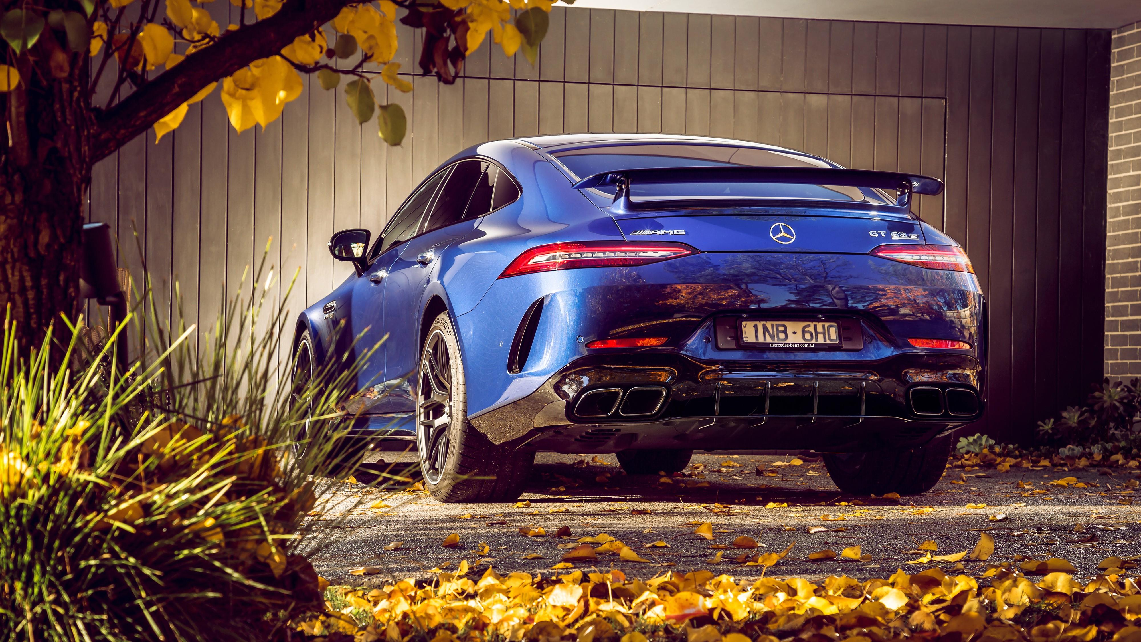 4000x2250 Wallpaper / Car, Mercedes Benz, Leaves, Fall, Blue Cars, Mercedes AMG GT 4 Door Free Download