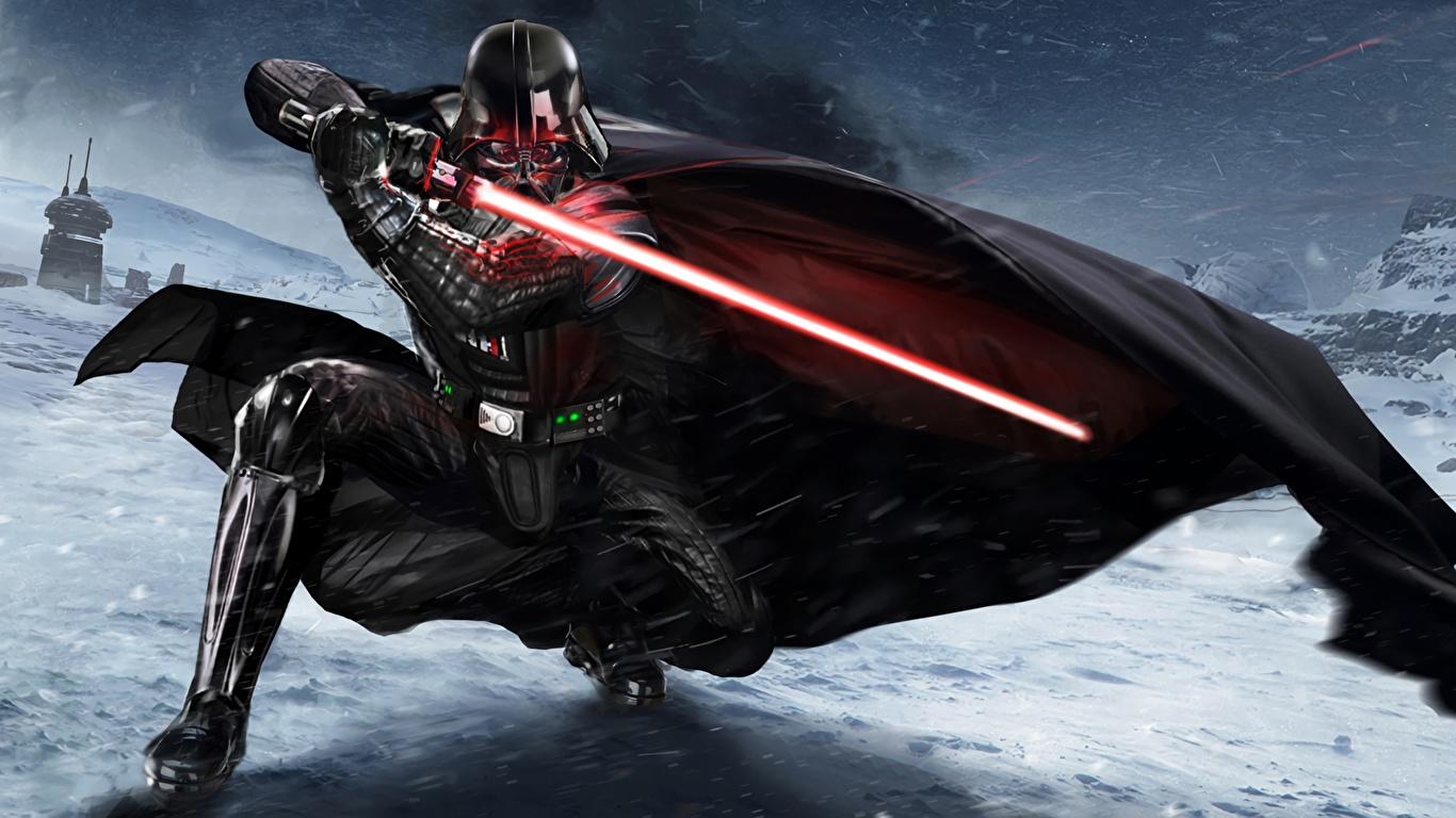 1366x768 Wallpaper Darth Vader Star Wars Swords armour Snow 1366x768