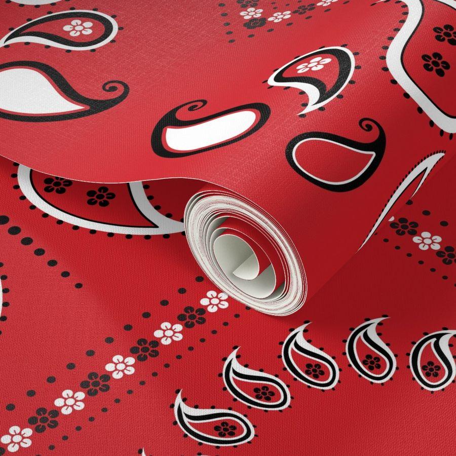 900x900 Bold Red Black n White Bandana Pattern Wallpaper
