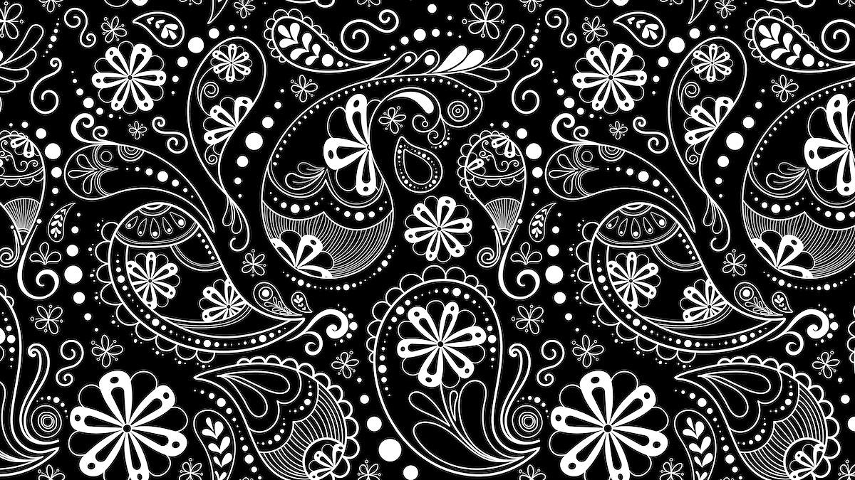 1200x675 Paisley bandana desktop wallpaper, black