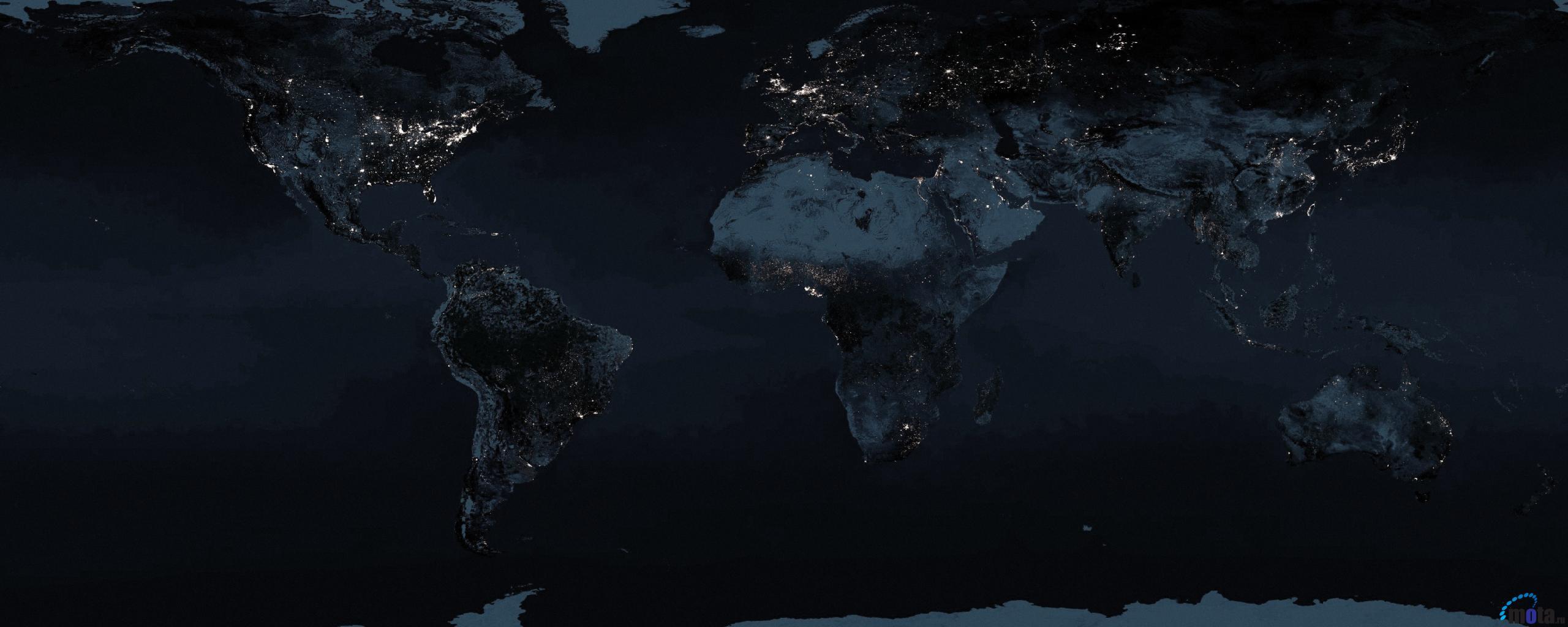 2560x1024 Free download Download Wallpaper Night Earth Map 2560 x 1024 Dual Monitor Desktop [2560x1024] for your Desktop, Mobile & Tablet. Explore Earth at Night Wallpaper. Nyc At Night Wallpaper