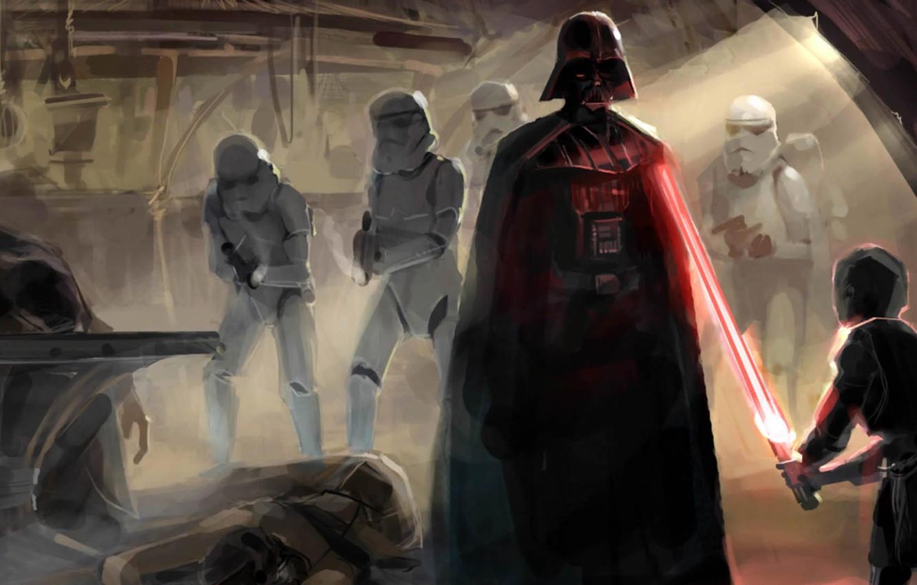 1332x850 Wallpaper sword, boy, Star Wars, Darth Vader, stormtroopers, laser image for desktop, section фантастика