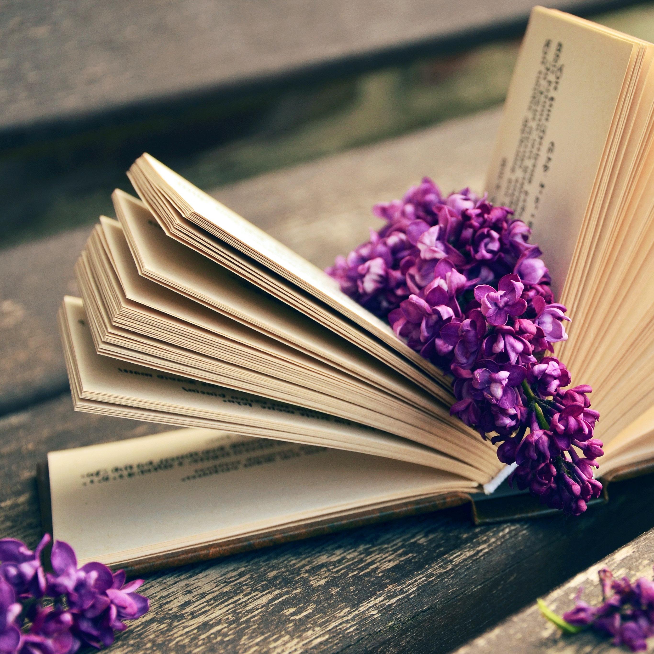 2732x2732 Book Read Time Flower Flare Purple Wallpaper