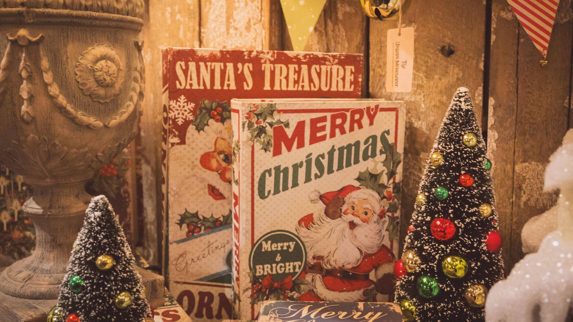 1920x1080 Download Santa Books Christmas Collage Wallpaper