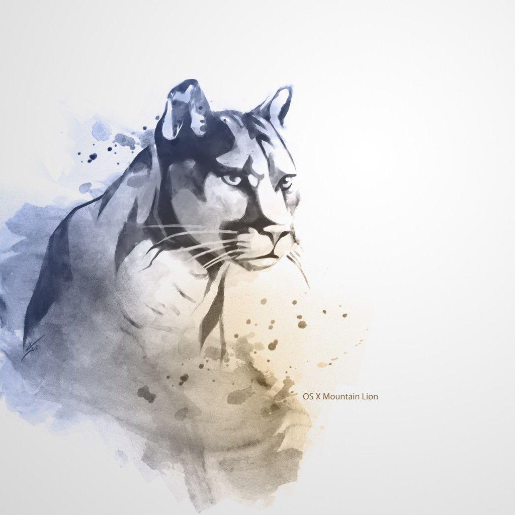 1024x1024 Mountain Lion Art iPad Wallpaper Free Download