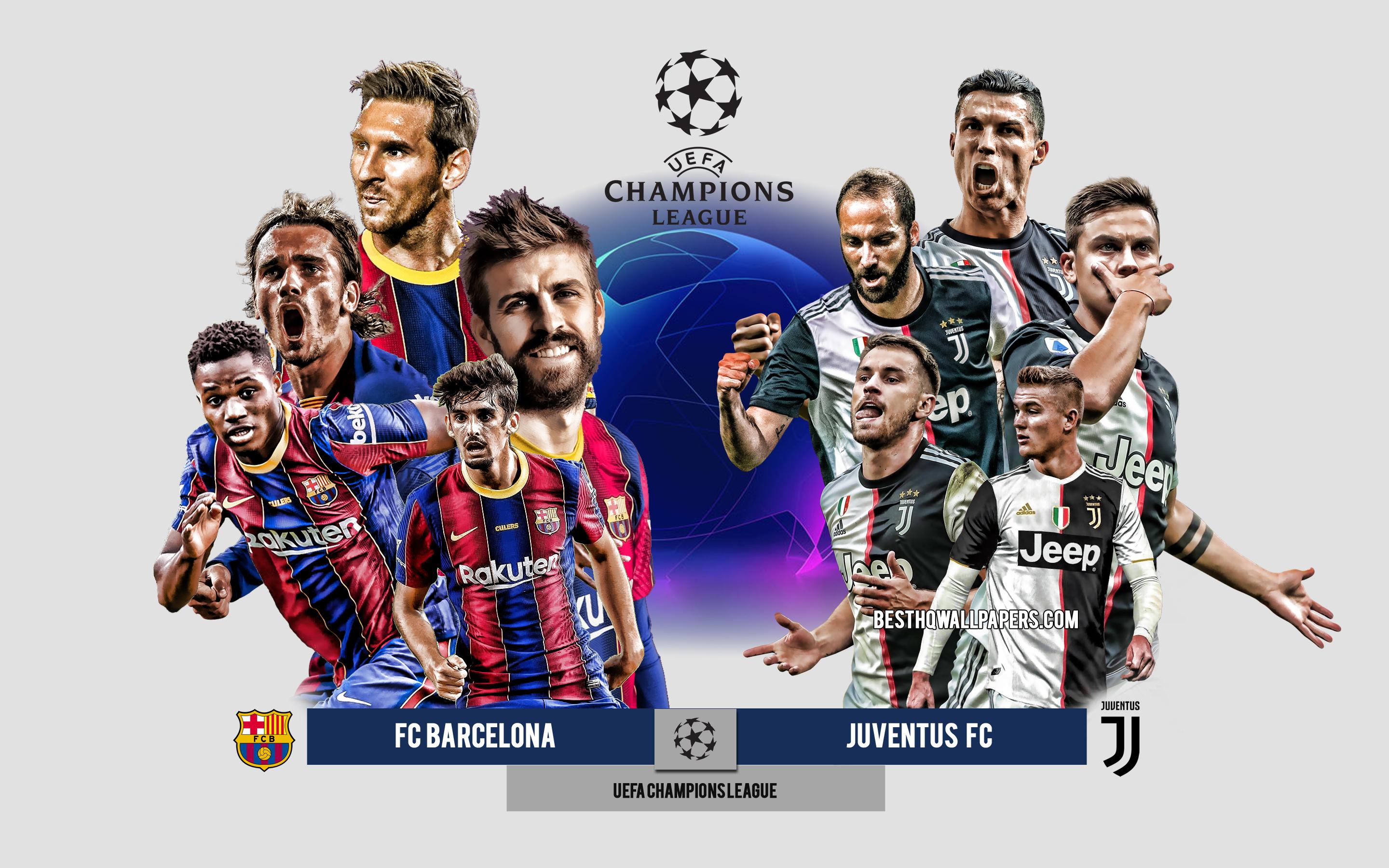 2880x1800 Download wallpaper FC Barcelona vs Juventus FC, Group G, UEFA Champions League, Preview, promotional materials, football players, Champions League, football match, Juventus FC, FC Barcelona for desktop with resolution 2880x1800. High Quality
