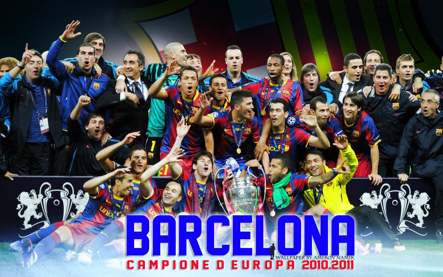 1440x900 Champions Of The 2010 11 CL! Barcelona Wallpaper