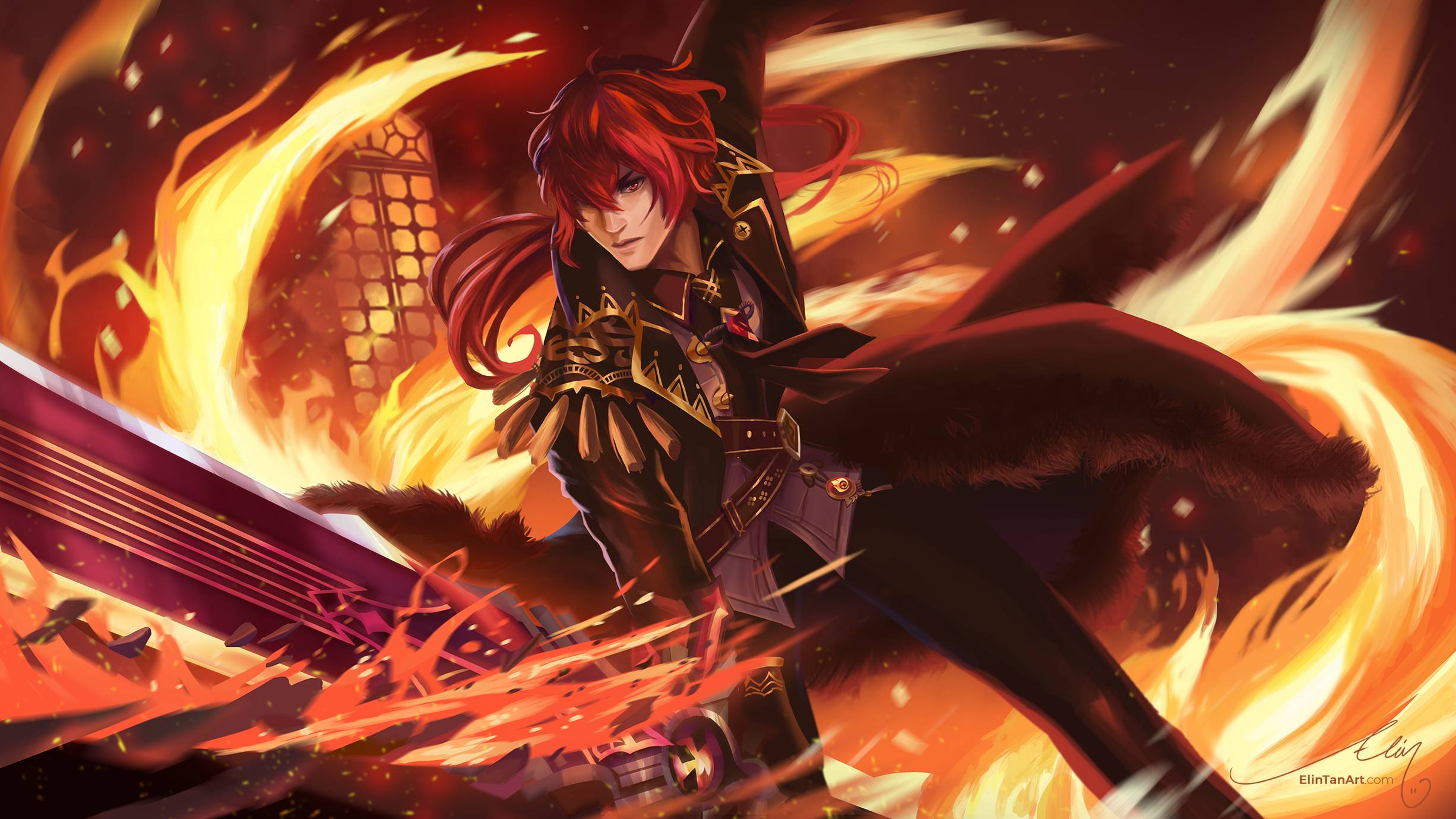 2452x1379 Genshin Impact Digital Art of Diluc Wallpaper, HD Games 4K Wallpaper, Image, Photo and Background