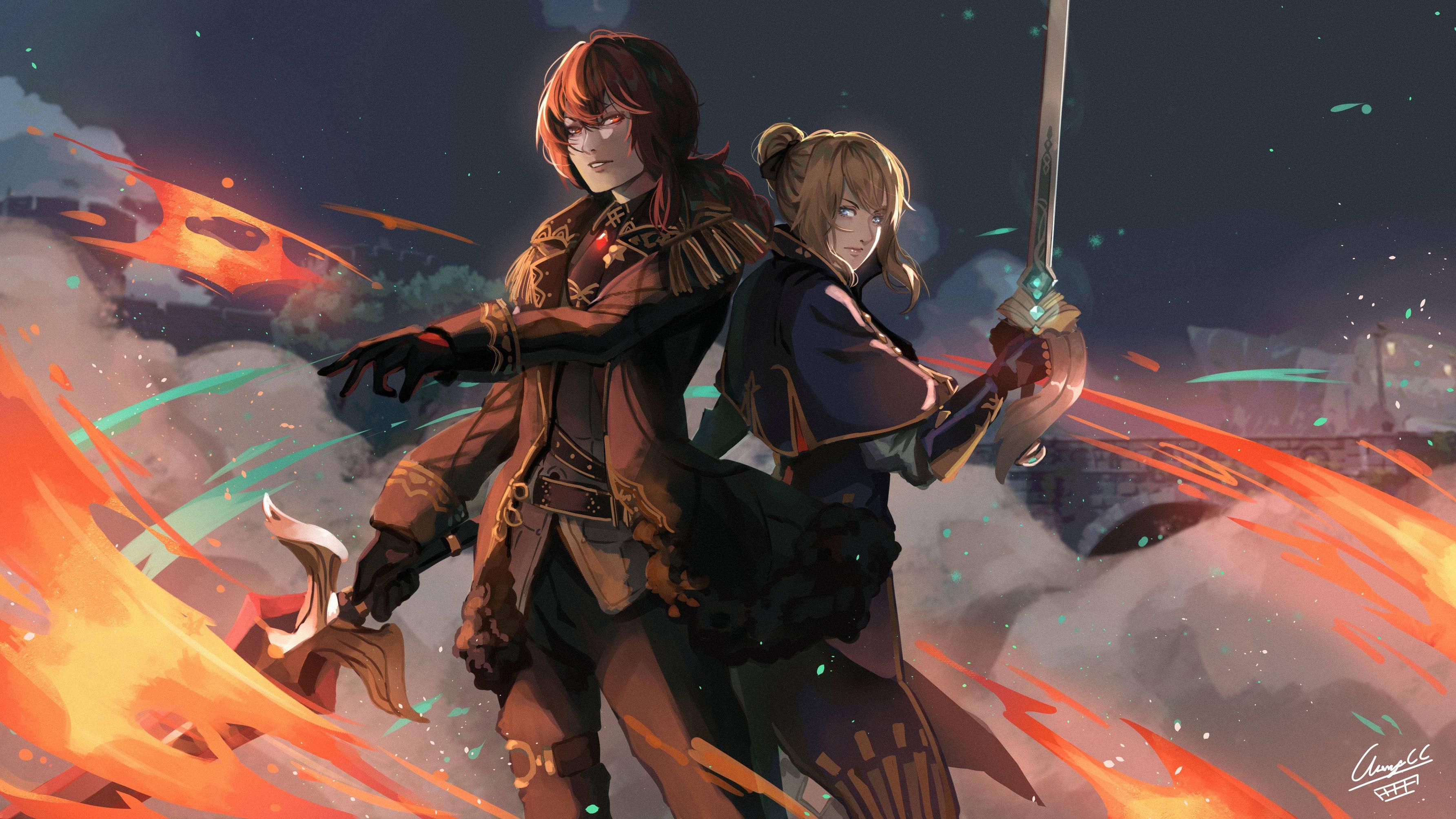 3569x2008 Jean and Diluc Genshin Impact Wallpaper, HD Games 4K Wallpaper, Image, Photo and Background