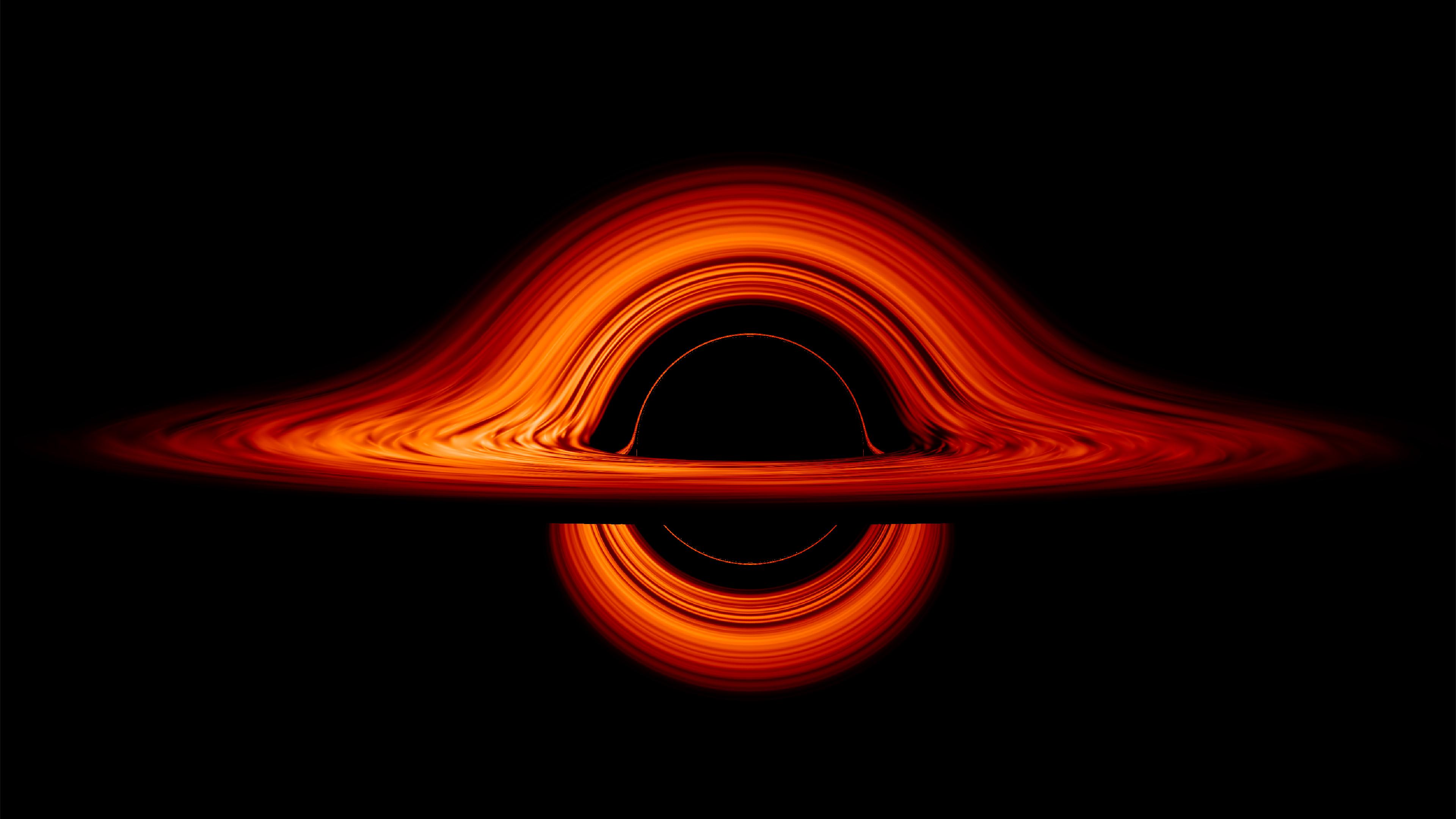 3840x2160 NASA Visualization Shows a Black Hole's Warped World