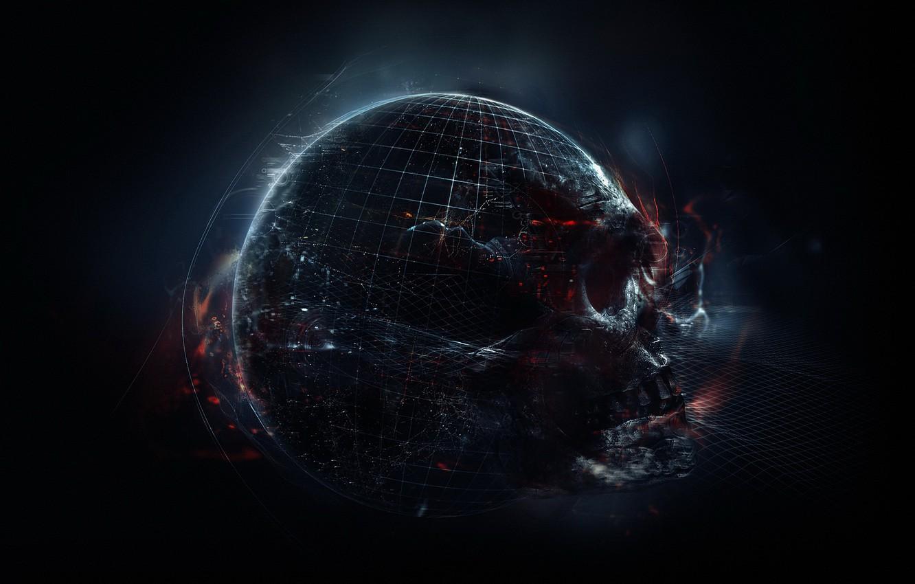 1332x850 Wallpaper darkness, Apocalypse, skull, planet, black hole, space image for desktop, section фантастика