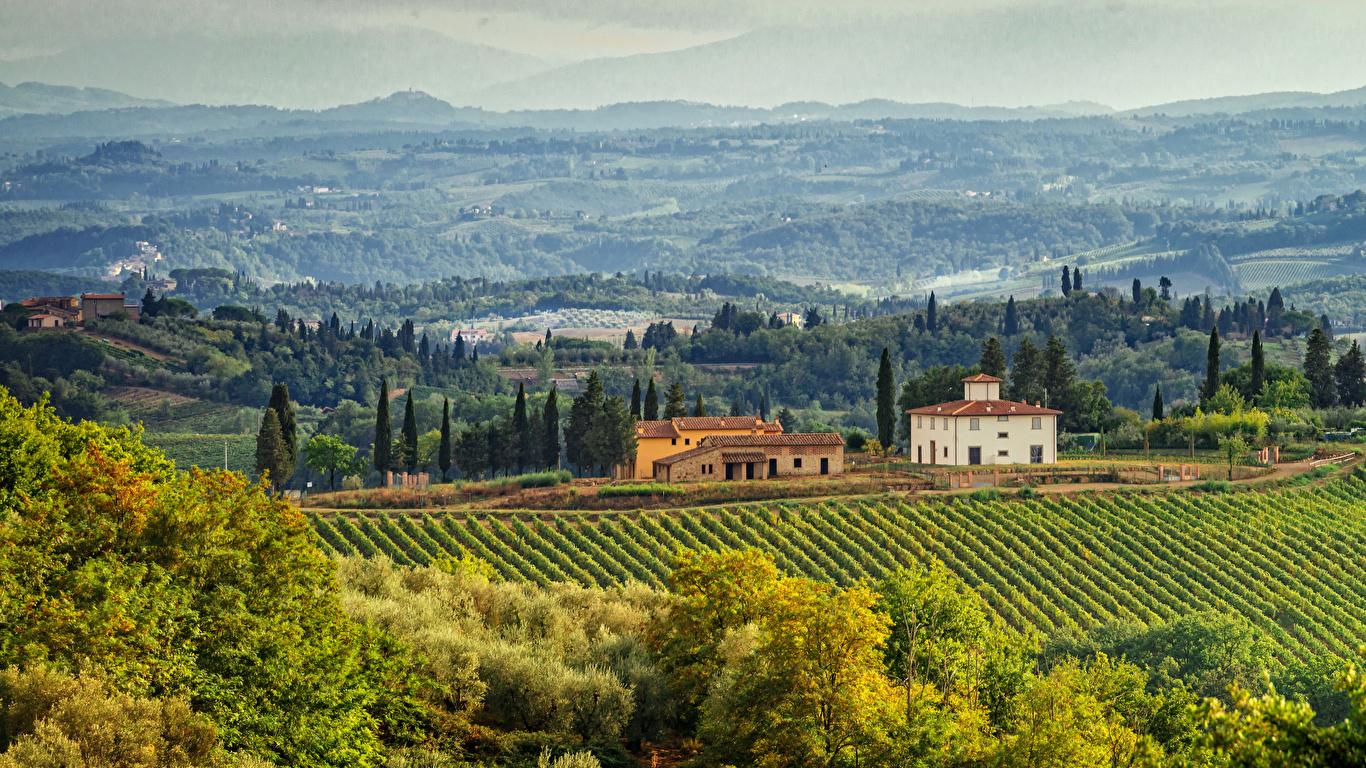 1366x768 Picture Tuscany Italy Nature Fields landscape photography 1366x768
