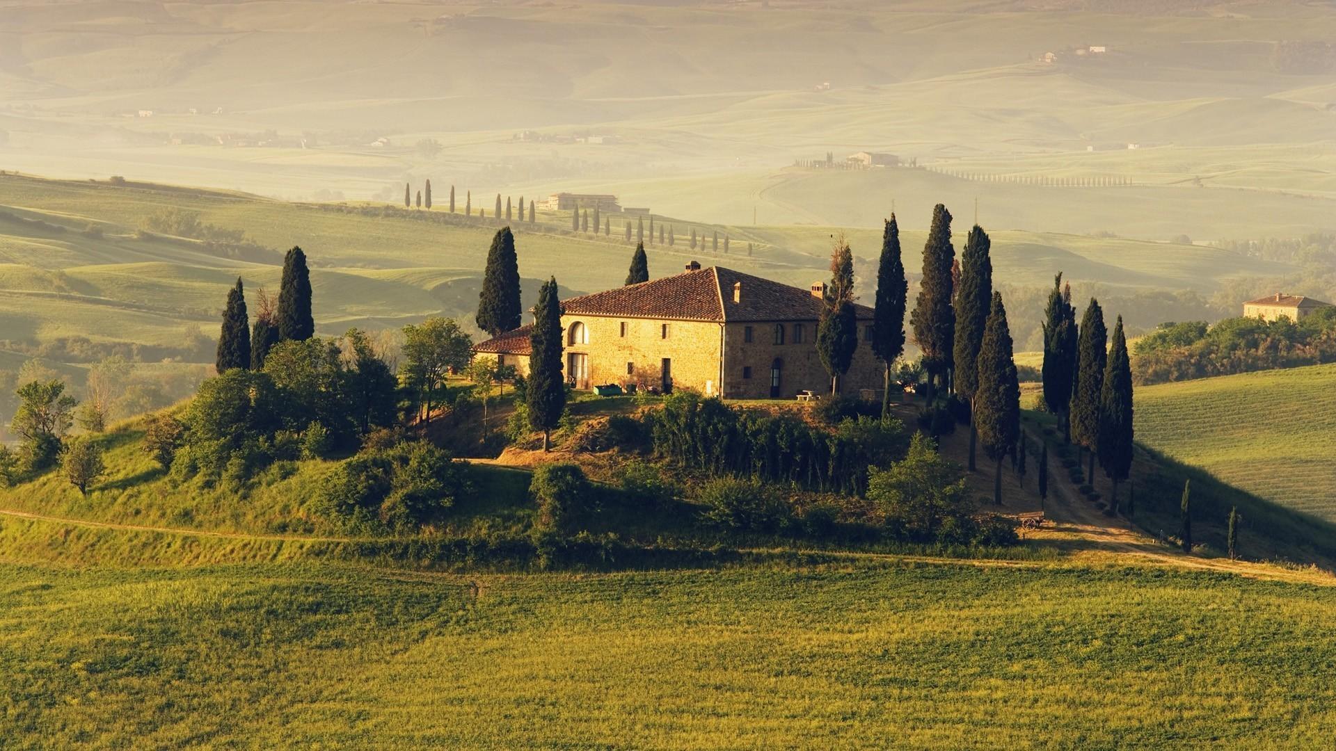 1920x1080 Tuscan Fitness Instagram Repost Houses Country Villas Tuscany Landscape Hill Trees Fog Italy House Fields Nature Wallpaper Hd Fitness Retreat And Health Holidays In Tuscany, Italy