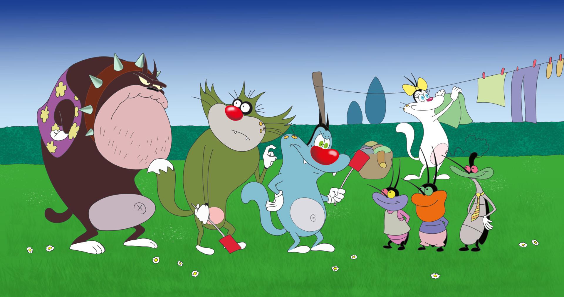 1920x1013 Oggy and the cockroaches fanart