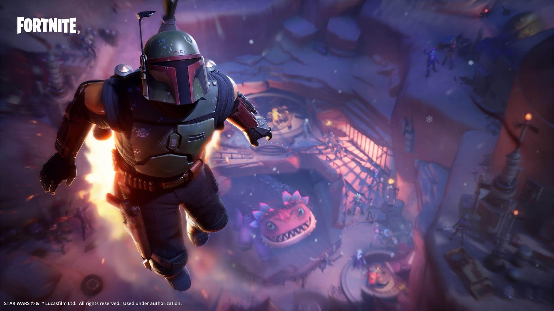 1920x1080 The Infamous Star Wars Bounty Hunter Boba Fett is coming to Fortnite! Grab his Outfit or the complete Boba Fett Set with Pickaxe, Glider and Emote!