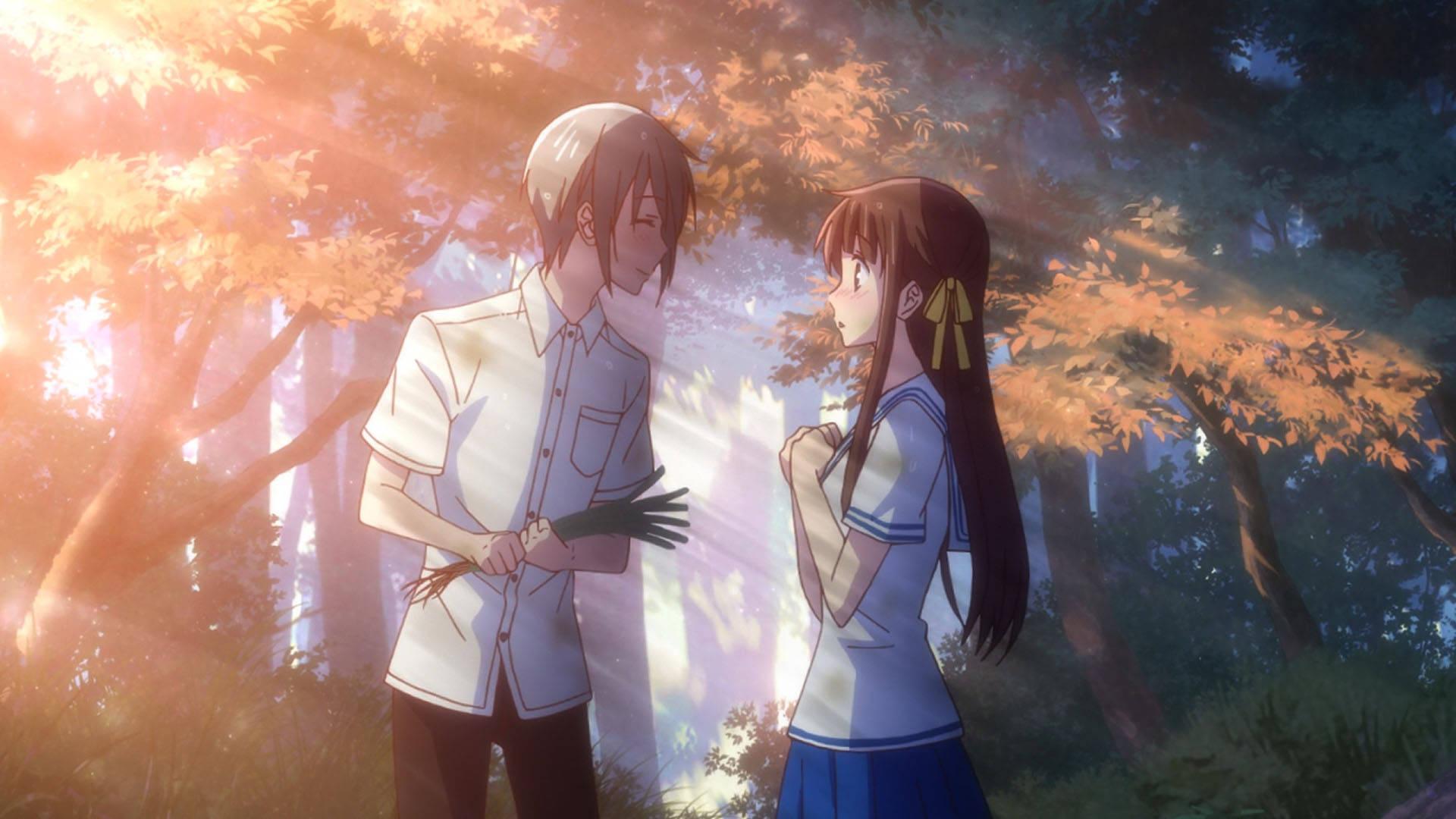 1920x1080 Download Fruits Basket Tohru Blushing With Yuki Wallpaper