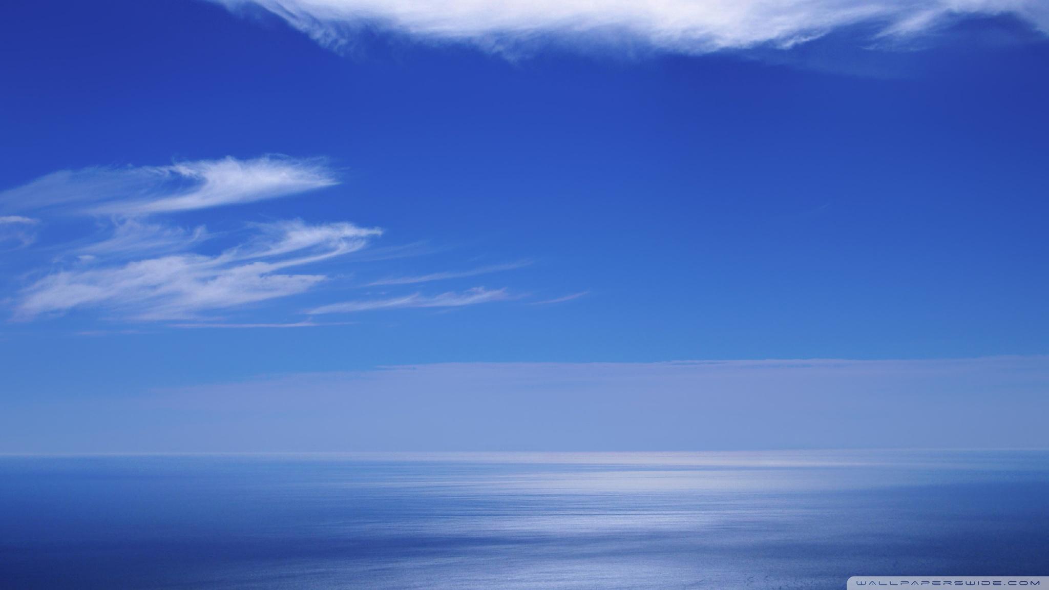 2048x1152 Calm Ocean And Blue Sky Ultra HD Desktop Background Wallpaper for 4K UHD TV : Widescreen & UltraWide Desktop & Laptop