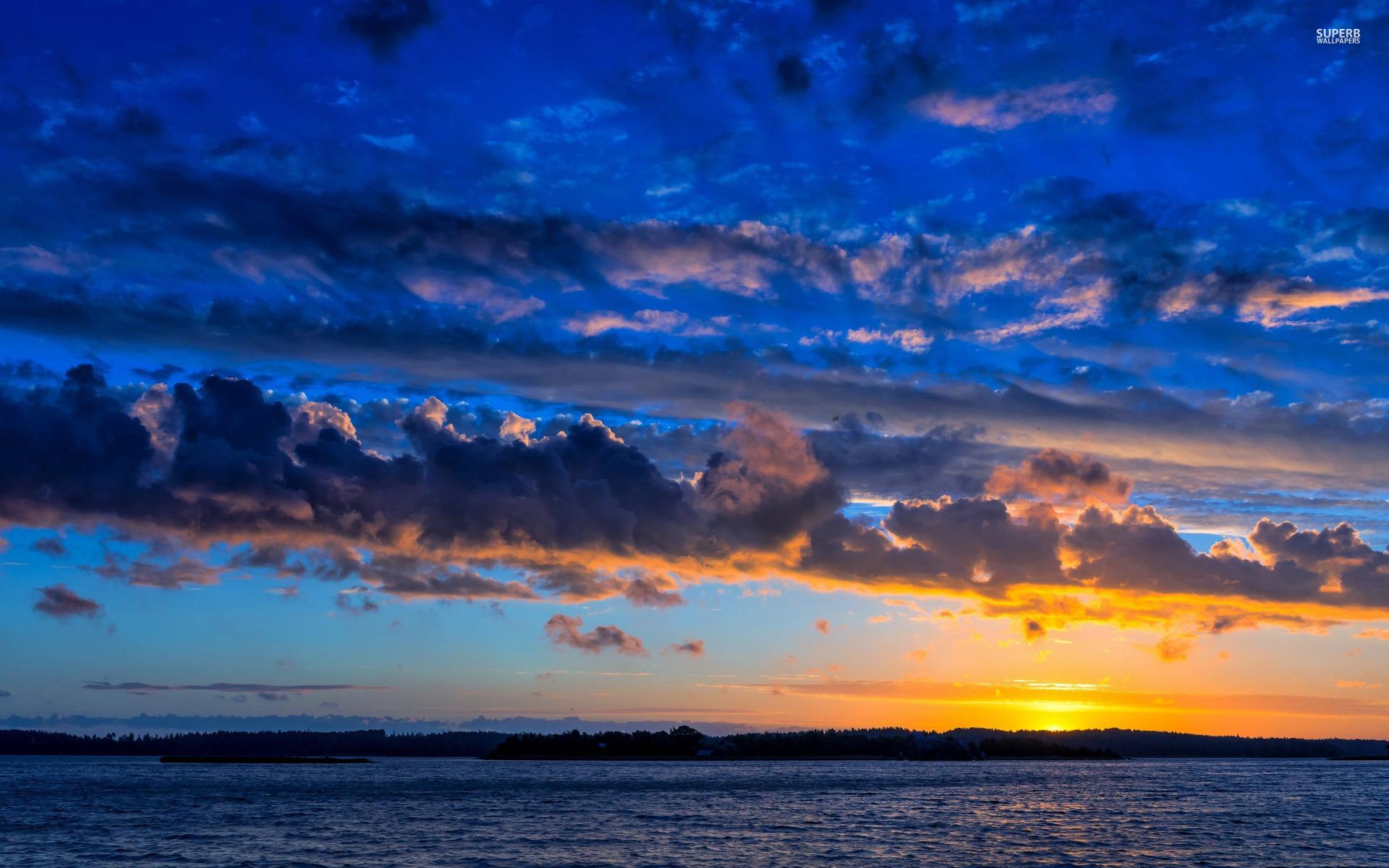 1920x1200 Amazing Blue Sky Ocean Sunset desktop PC and Mac wallpaper