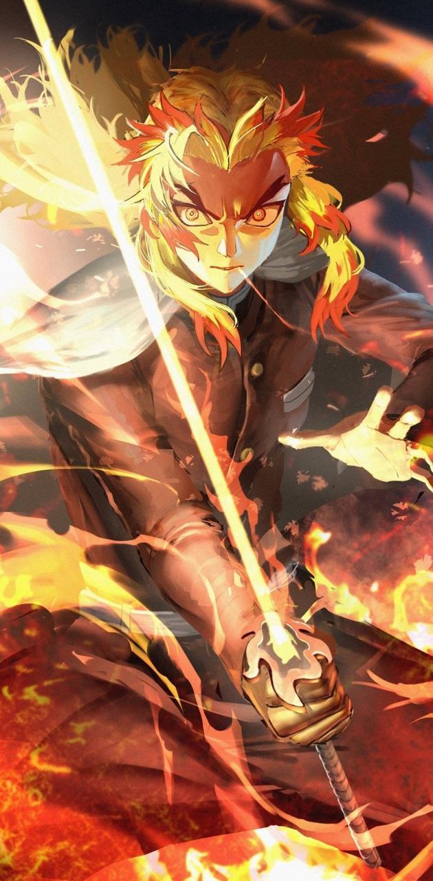 630x1280 Flame hashira wallpaper