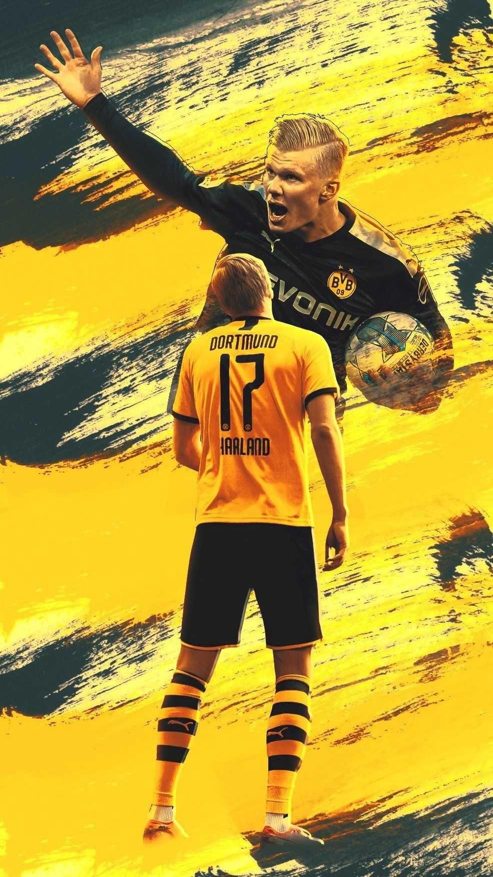 985x1750 Haaland Dortmund Wallpaper Discover more Borussia Dortmund, Bundesliga, BVB, Dortmund, Erling Haaland wall. Dortmund, Football wallpaper, Champions league poster