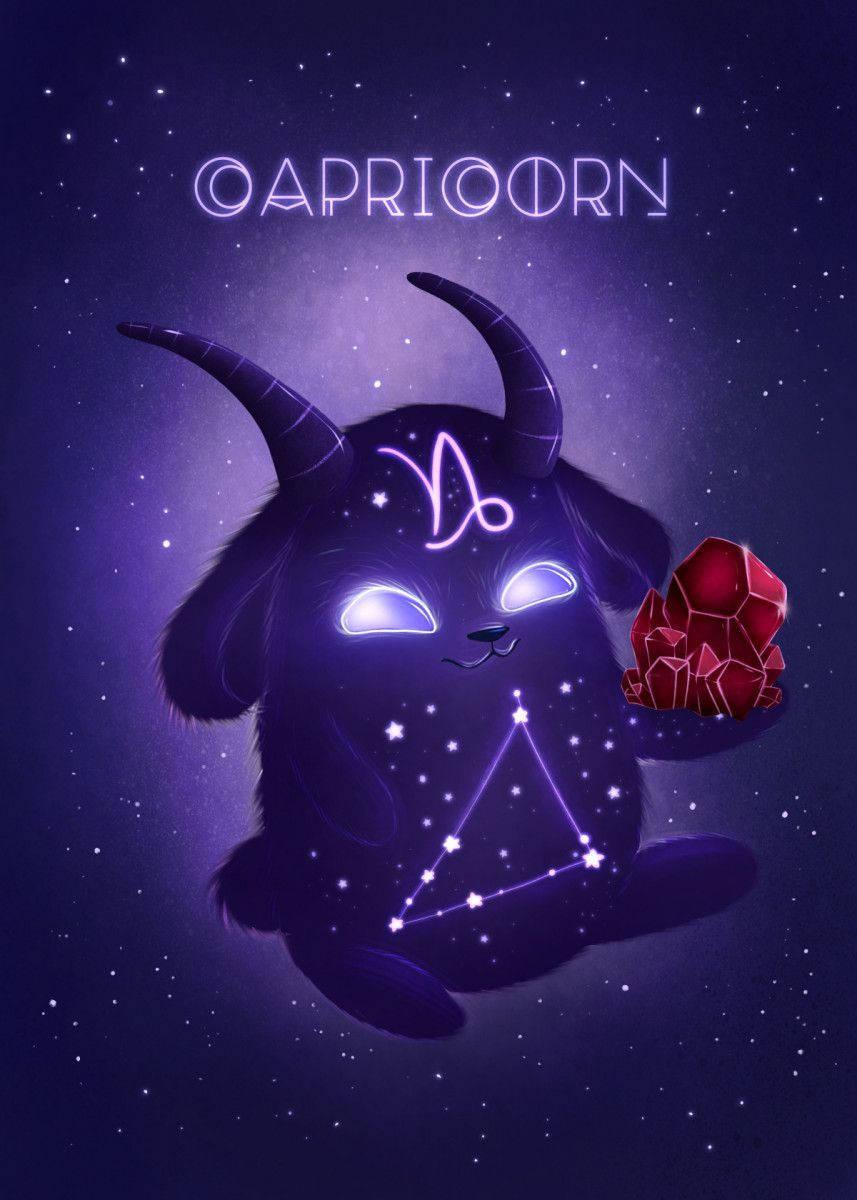 857x1200 Download Glowing Purple Capricorn Wallpaper