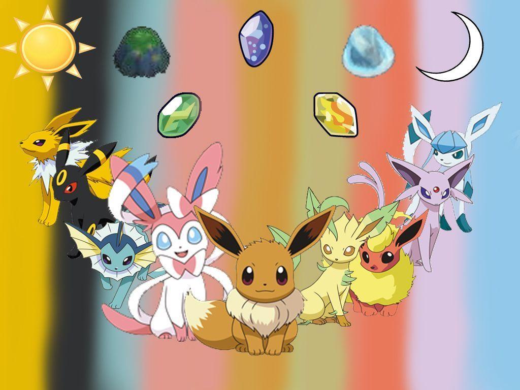 1024x768 Cute Pikachu and Eevee Wallpaper