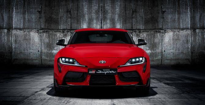 670x344 Wallpaper red, sports car, 2019 toyota gr supra desktop wallpaper, HD image, picture, background, d4c10d