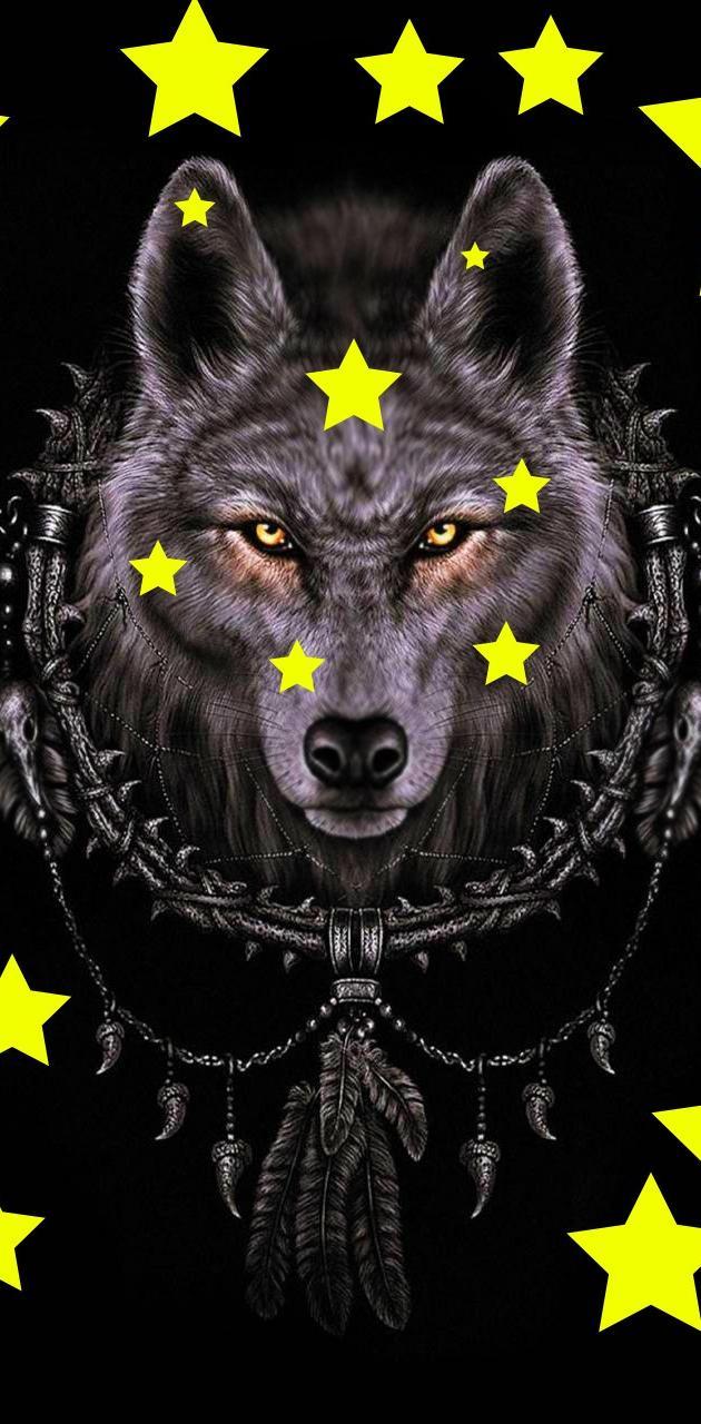 630x1280 Dark Starry Wolf wallpaper