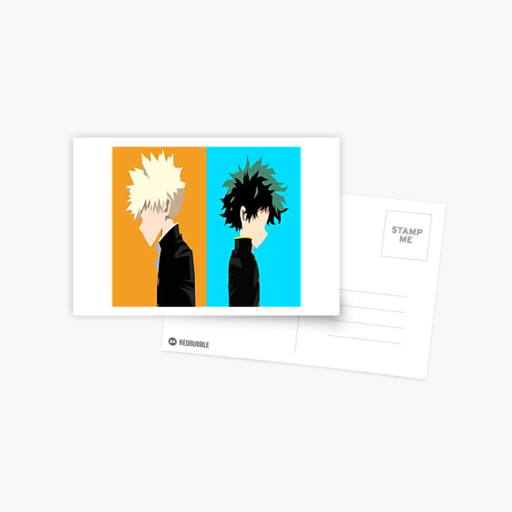 1000x1000 Izuku Midoriya and Katsuki Bakugo Minimalist Wallpaper (Boku No Hero) Postcard