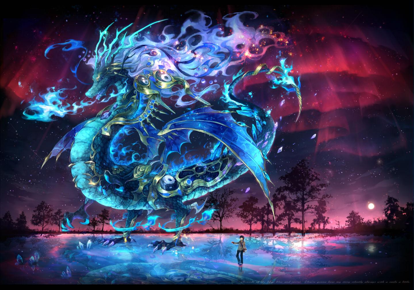 1440x1010 Original dragon night salay stars fantasy wallpaperx1010